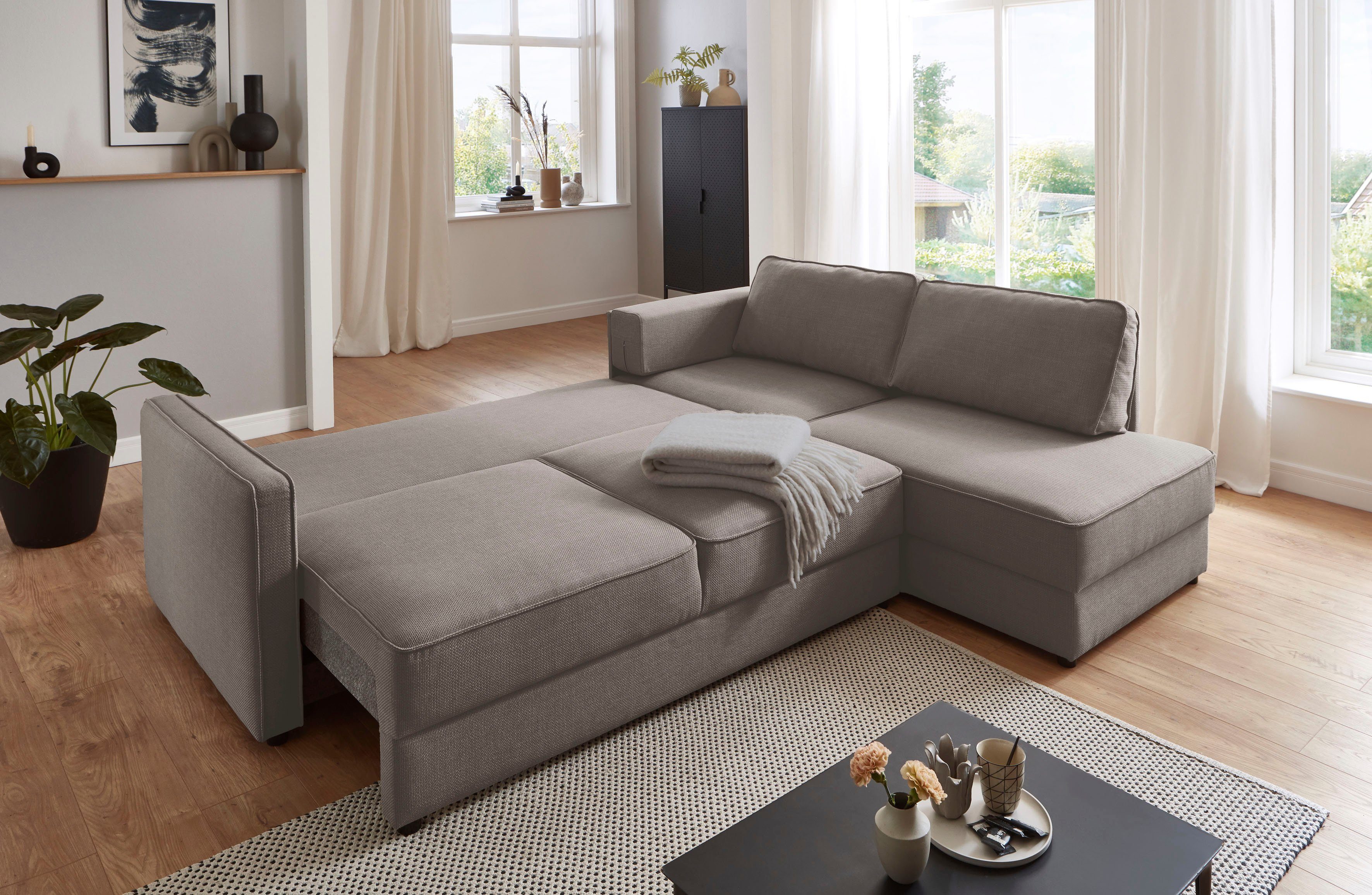 ATLANTIC home collection Slaapbank Chill Hoekbank met slaapfunctie en bedlade