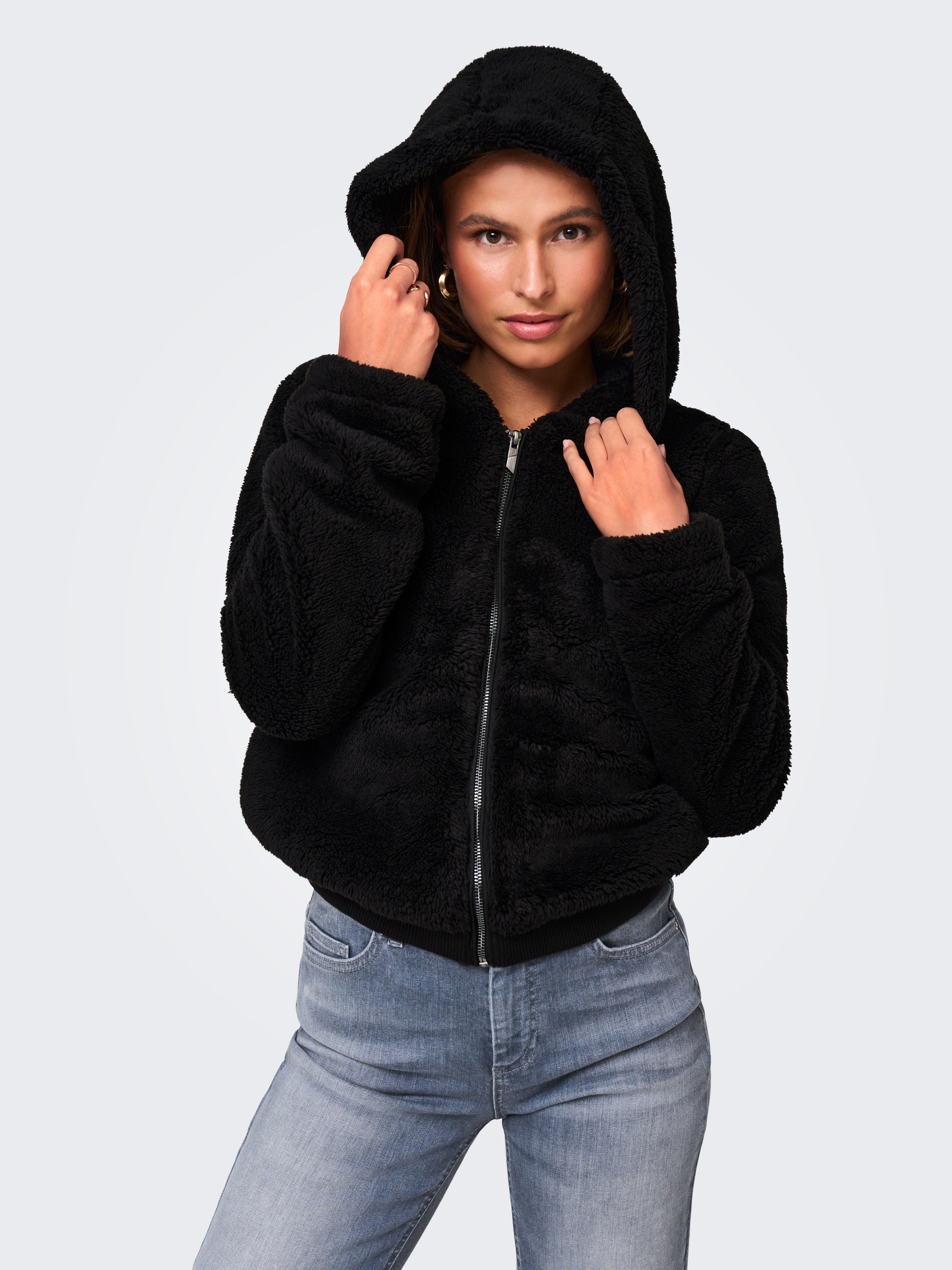 Only Pluche jas met capuchon ONLNEWANNA CONTACT SHERPA JKT OTW NOOS