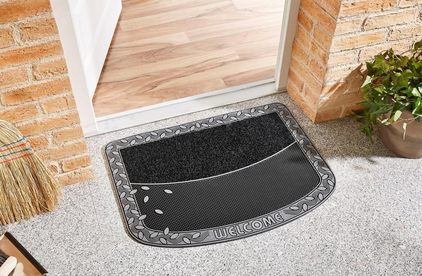 Home2Fashion Mat TC Clean Leaves Vuilafstotende mat, met tekst, robuust, geschikt voor binnen en buiten