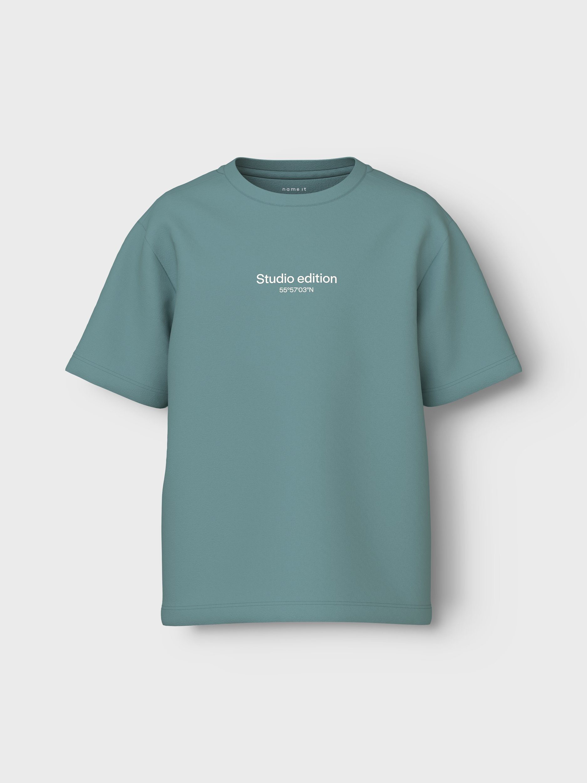 Name it KIDS T-shirt NKMBRODY met tekst mineraalblauw Jongens Katoen Ronde hals 122 128