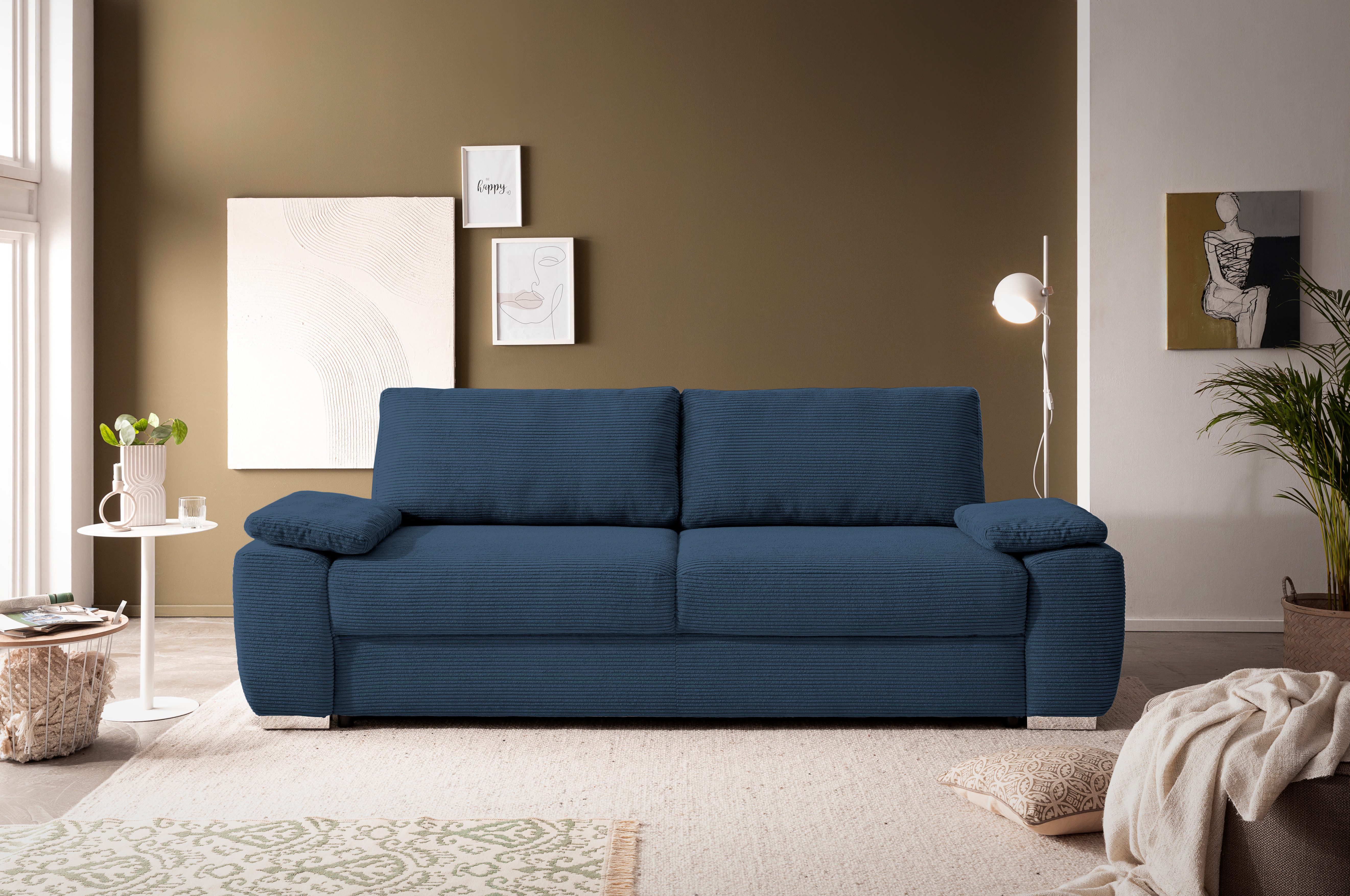 exxpo - sofa fashion 3-zitsbank SOLSBURY, comfortabel en gezellig, bank, slaapbank incl. pocketvering-bekleding, bedfunctie en opbergruimte, in cord