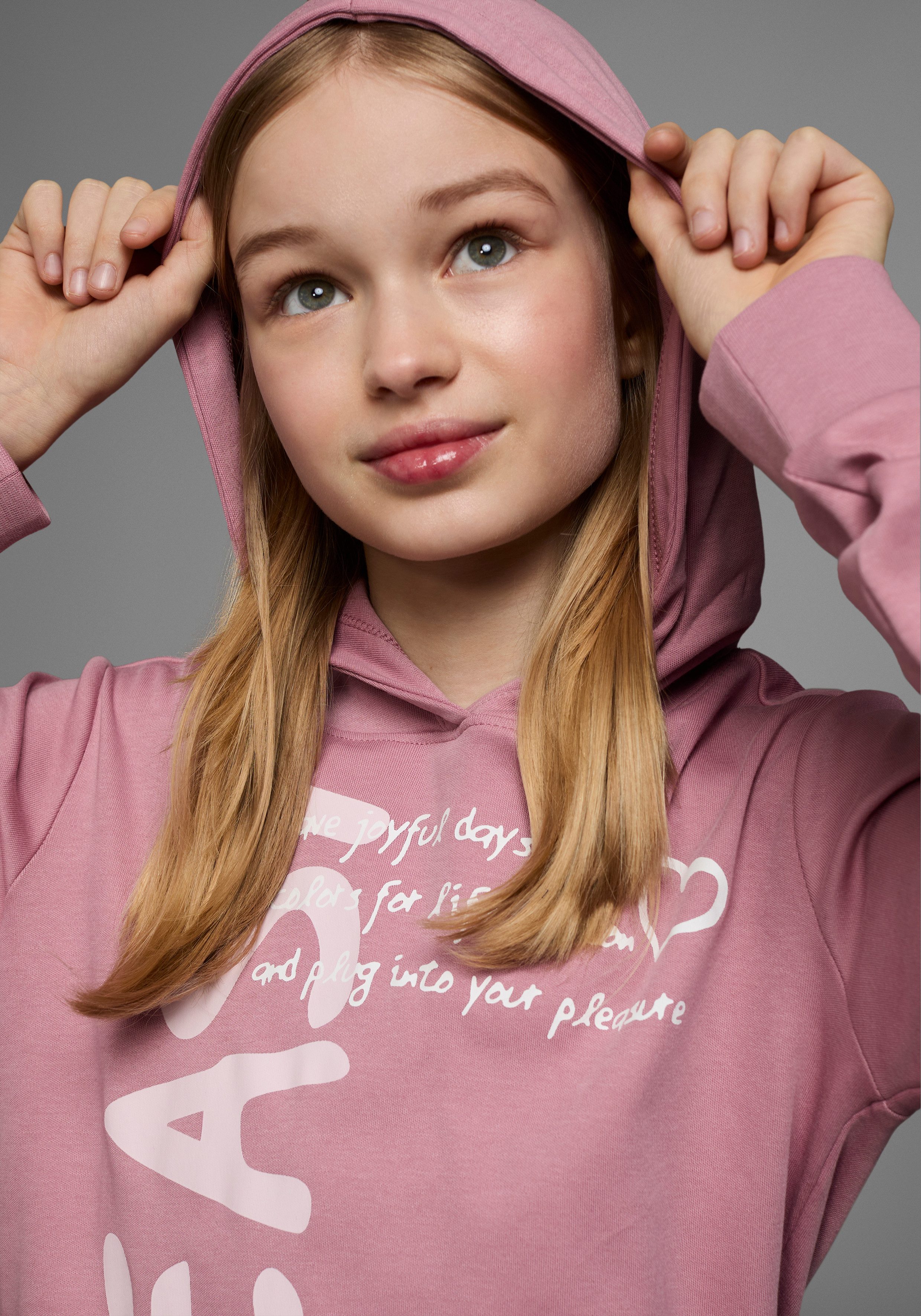KIDSWORLD Capuchonshirt SO EASY - Print Lange mouwen, basic pasvorm, met modieuze prints