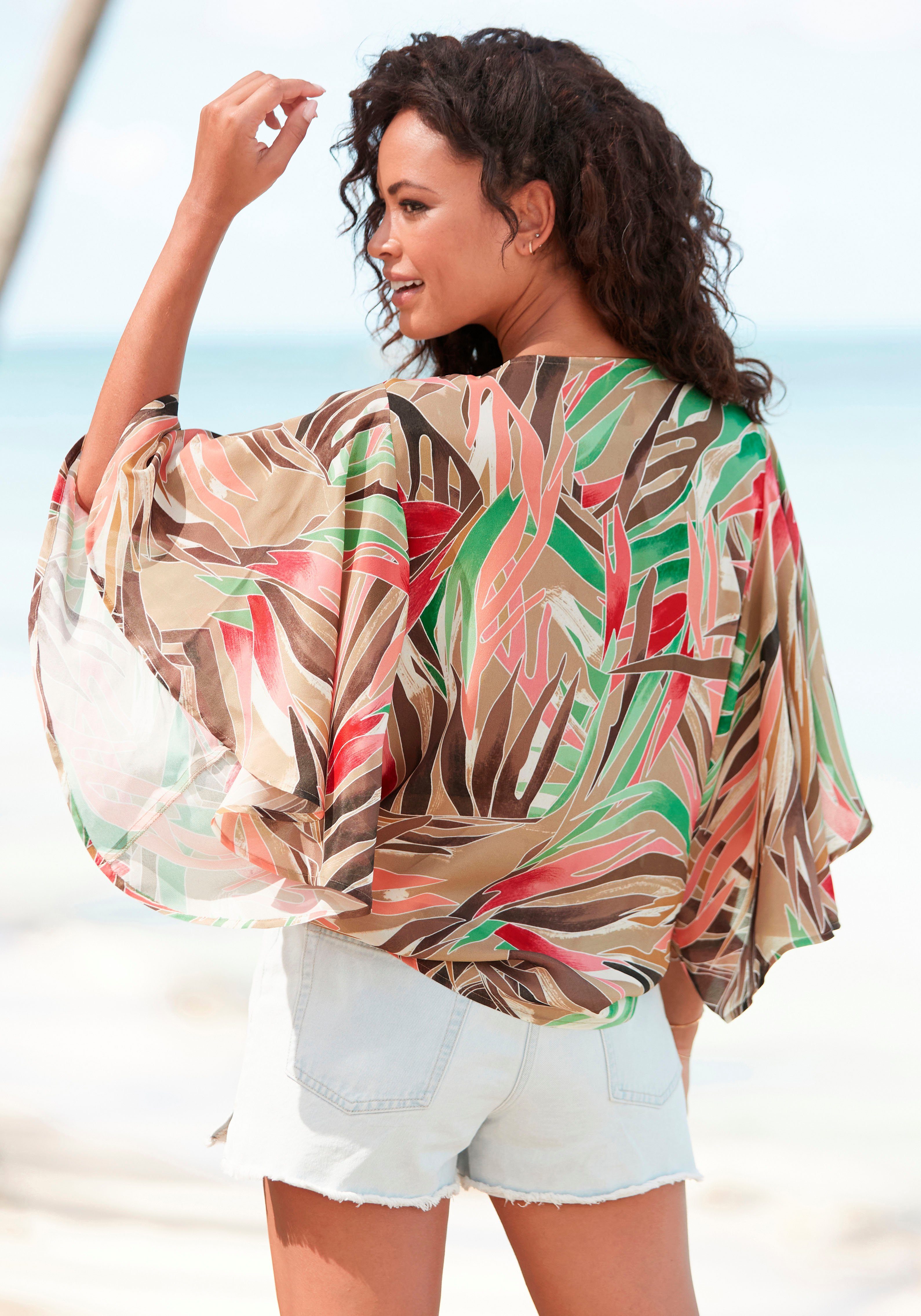 Vivance Wikkelblouse met alloverprint zomerse damesblouse om te knopen