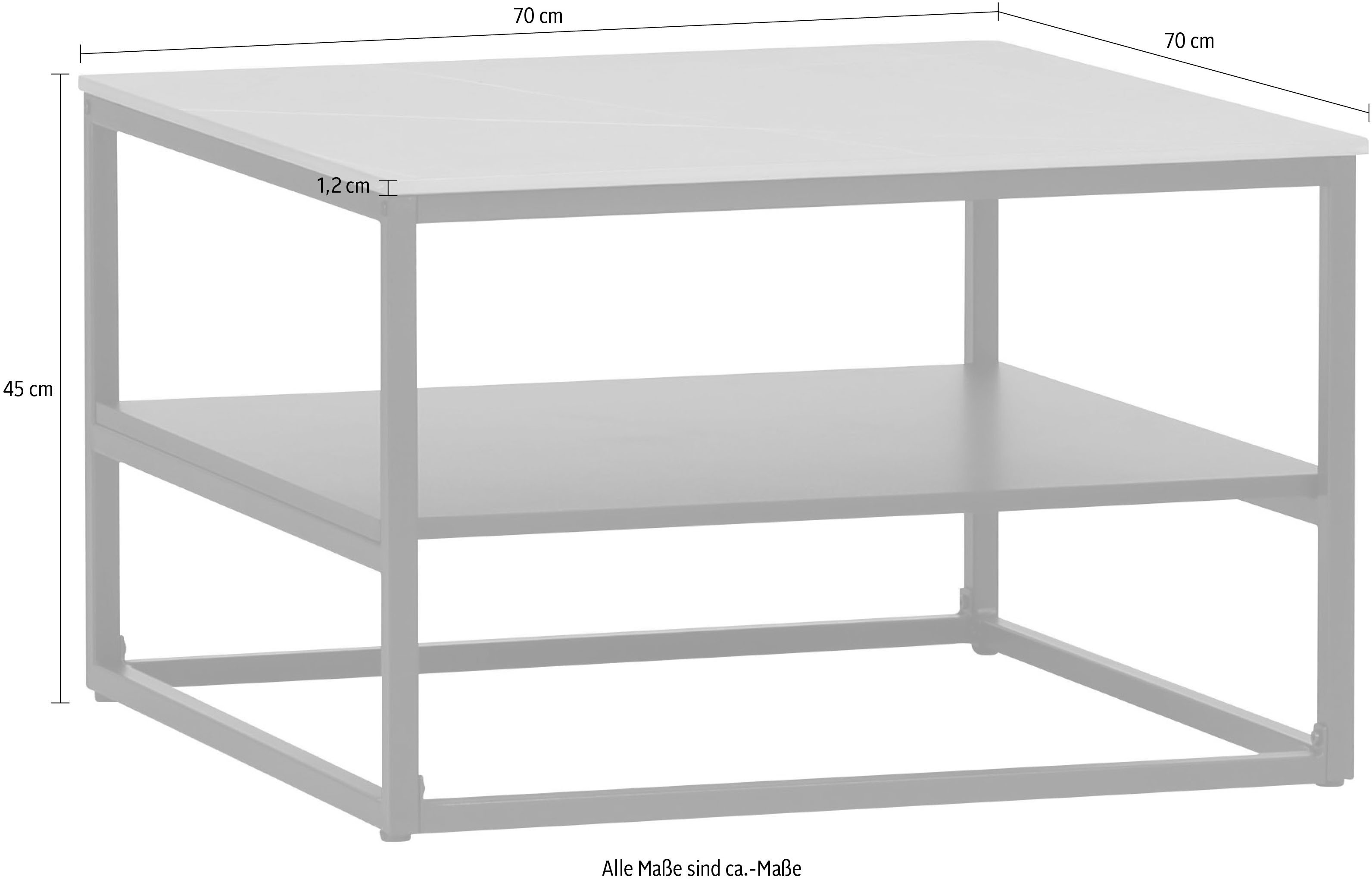 HELA Salontafel Hugo Salontafel, vierkant, gesinterde steen, opbergplank (1 stuk)