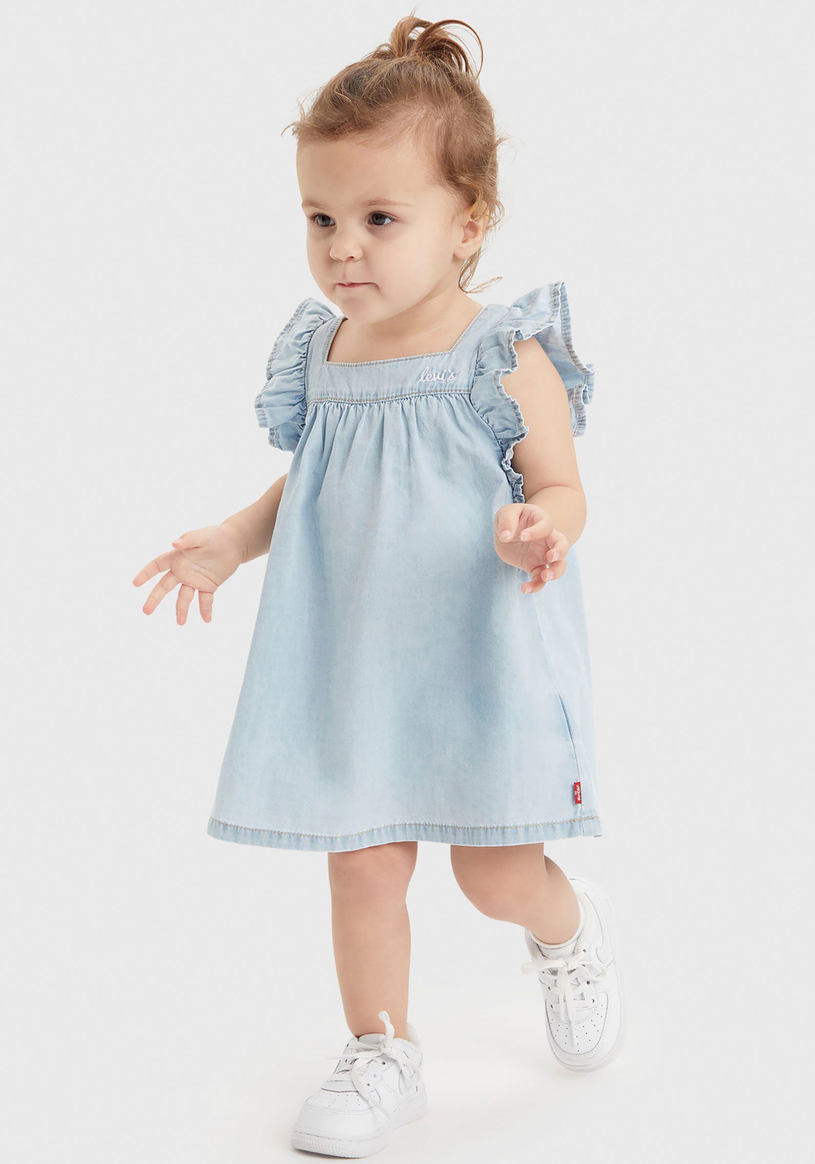 Levi's Kidswear Jeans jurk met ruches aan de mouw voor baby meisjes