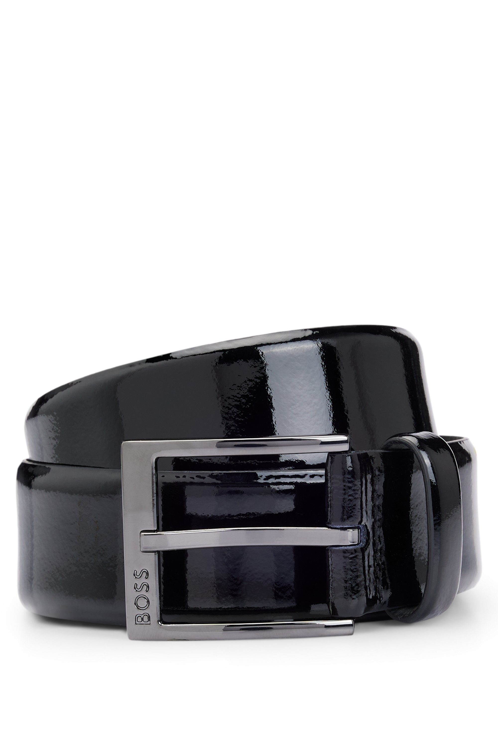 Boss Leren riem Elloy-PC-An_Sz35 met subtiele boss-reliëf op de sluiting