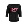 winshape shirt met 3-4-mouwen mcs001 ultralicht met neon pinkkleurige glitter-print zwart