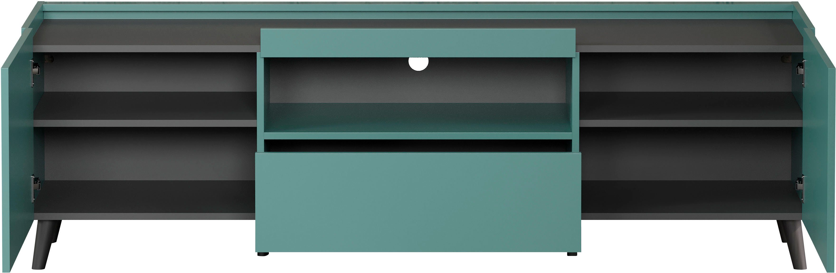 andas Tv-meubel Mikkeline mat, bxh: ca. 181 x 60 cm, tv-kast, blauw, turquoise (1 stuk)