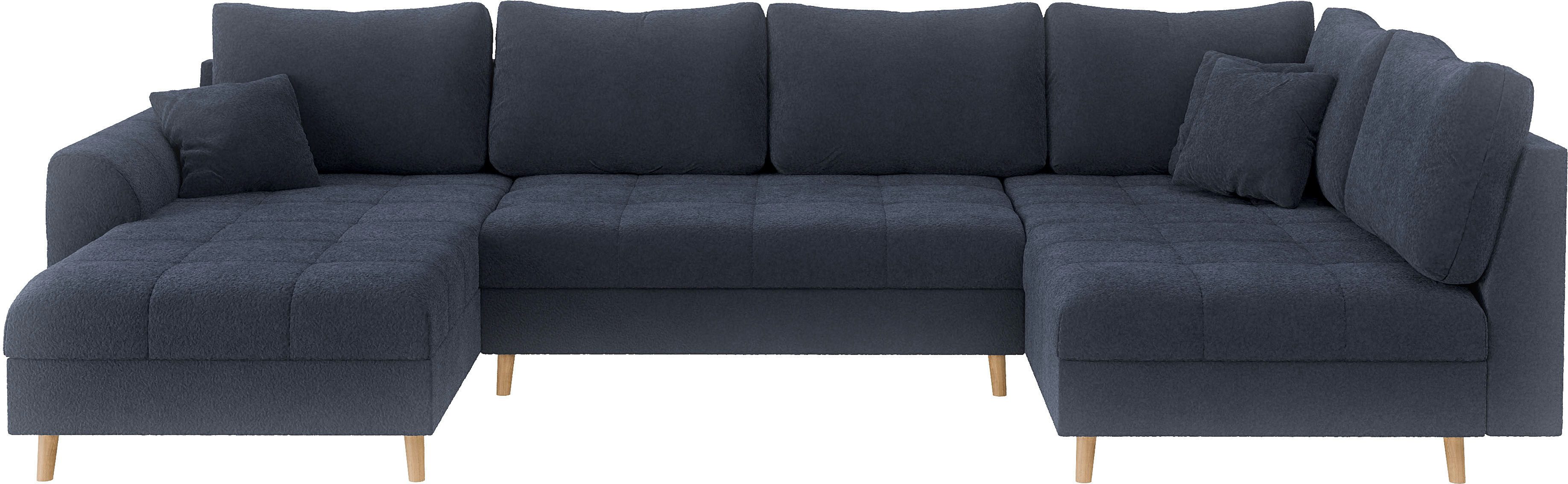 Home affaire Zithoek CHARRE U-vorm met ottomane, afmetingen B/D/H: 310/161/81 cm fijne stiksels, losse rug- en sierkussens, ook in cord en bouclé