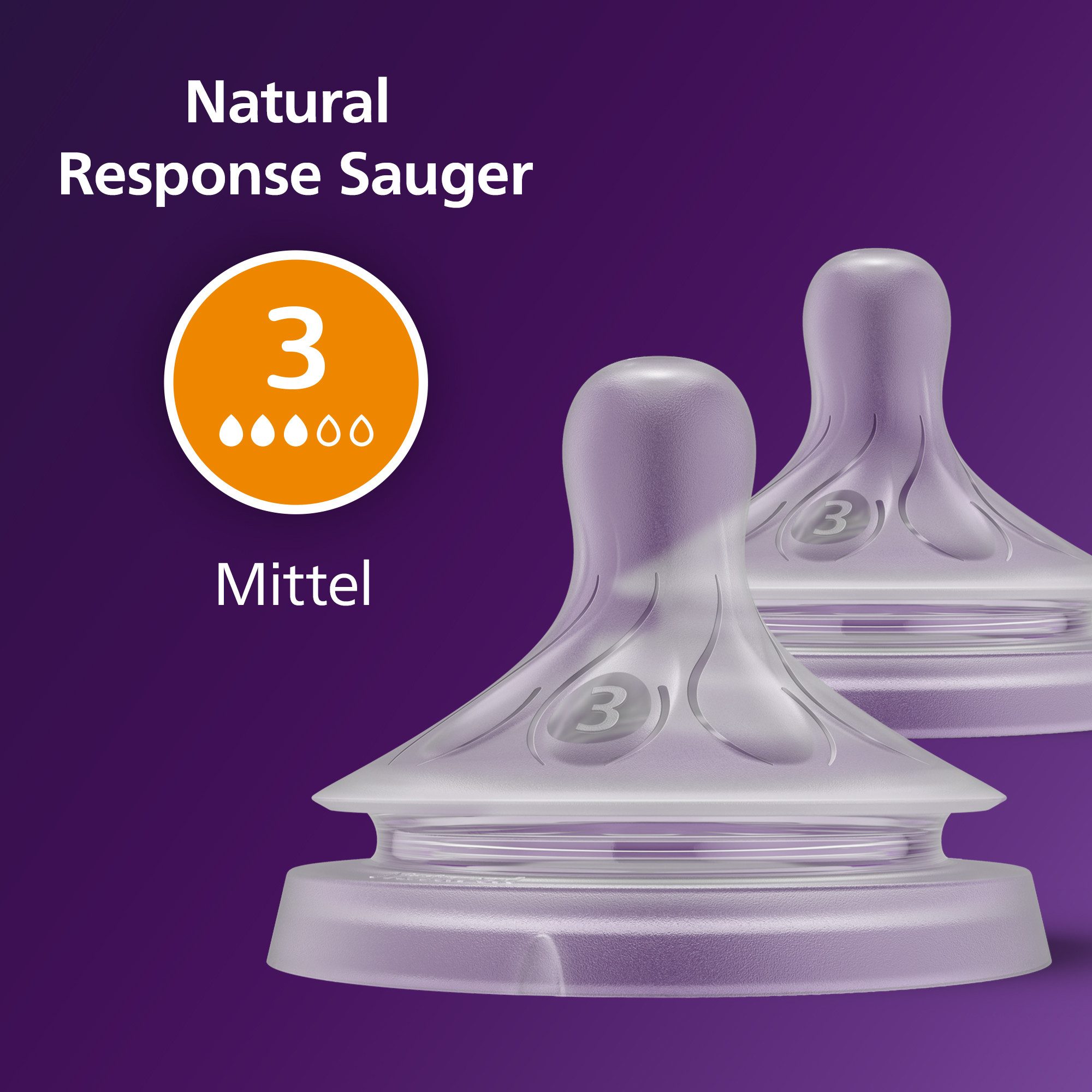 Philips AVENT Flesspeen Natural Response SCY963/02 2 stuks met anti-koliek ventiel, vanaf de 1e maand