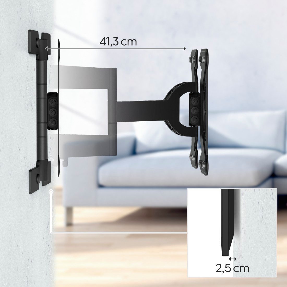 Hama Tv-wandhouder Beugel, draaibaar, kantelbaar, extra plat van 48 - 122 cm