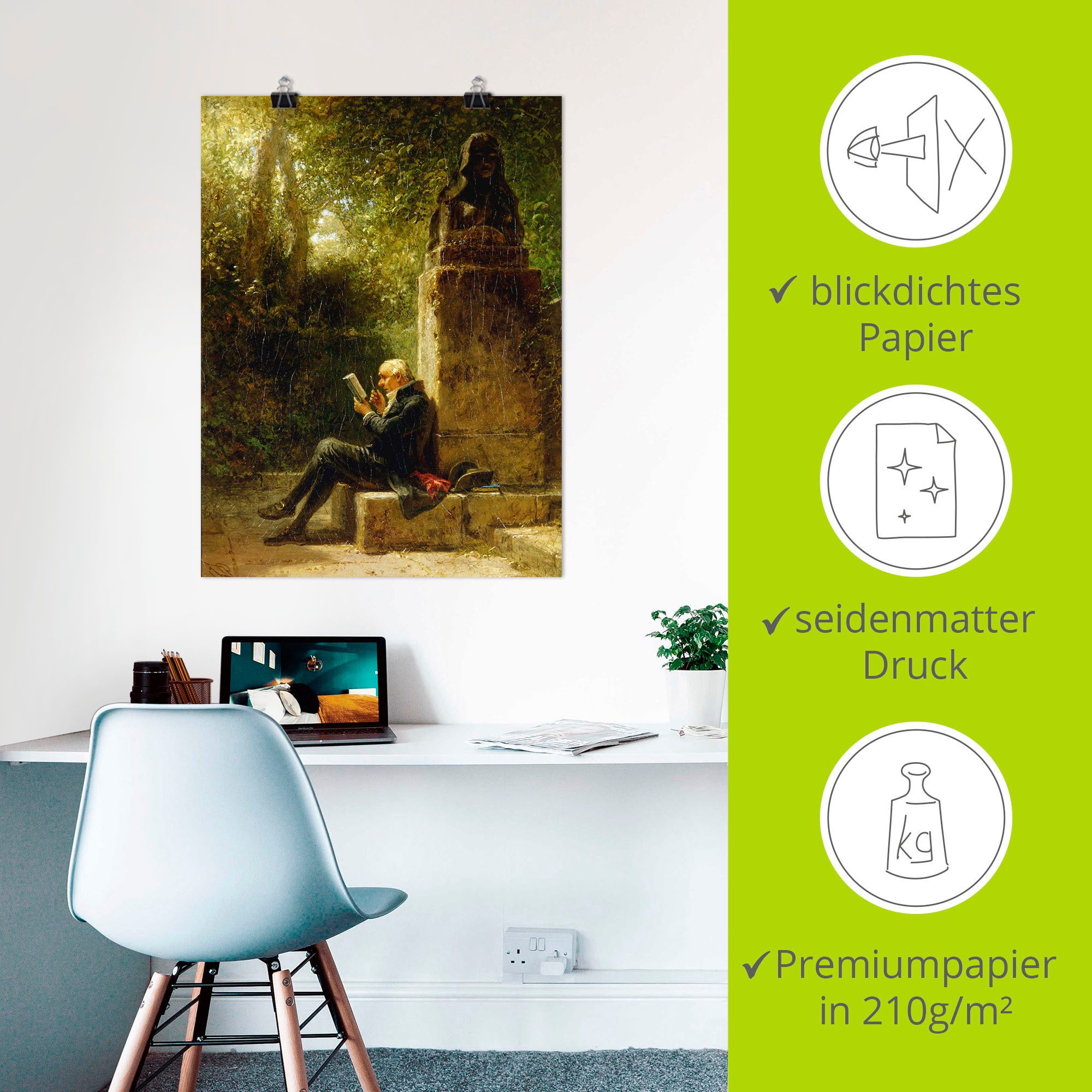 Artland Artprint De filosoof (de lezer in het park) als artprint op linnen, muursticker of poster in verschillende maten