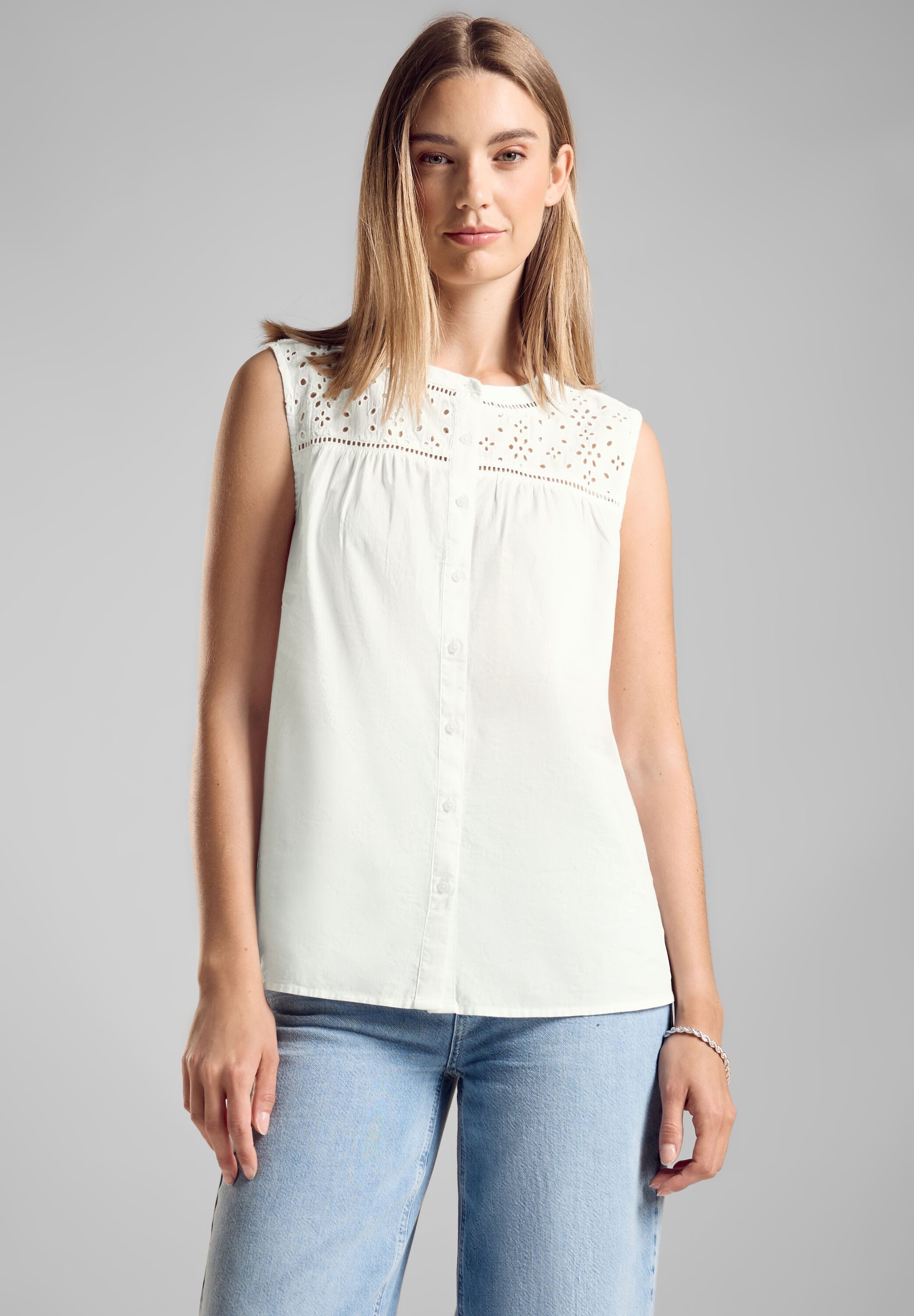 STREET ONE Top met broderie anglaise