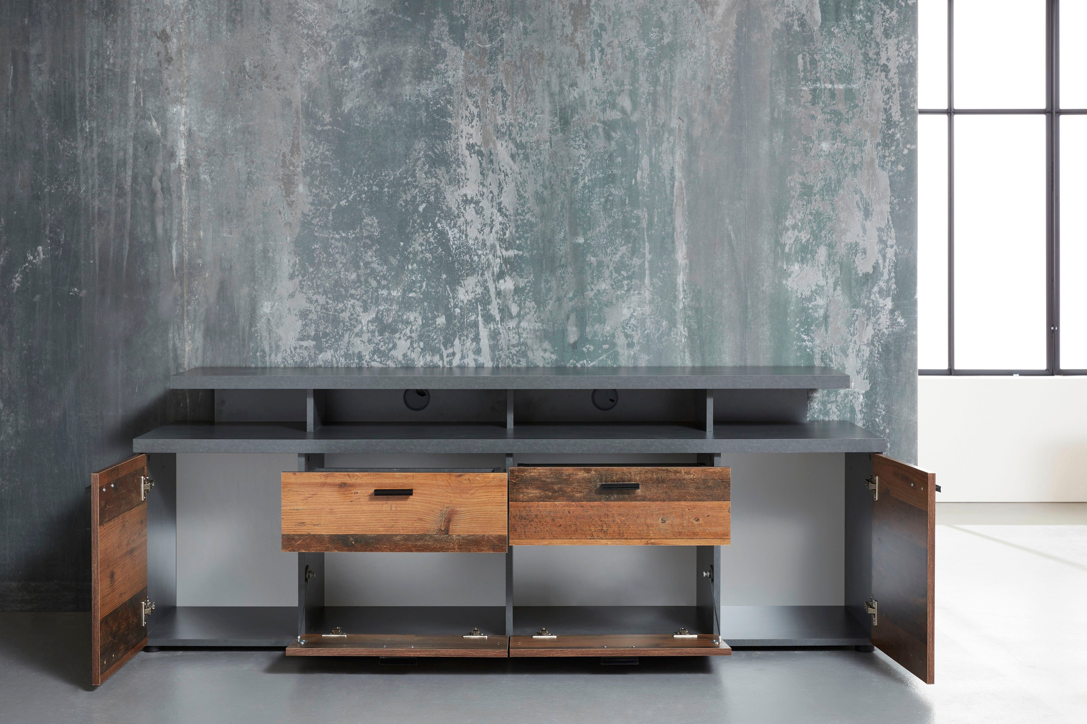 INOSIGN Tv-meubel Messina Lowboard met TV-opzetstuk - Voor televisies tot 60 inch (1 stuk)