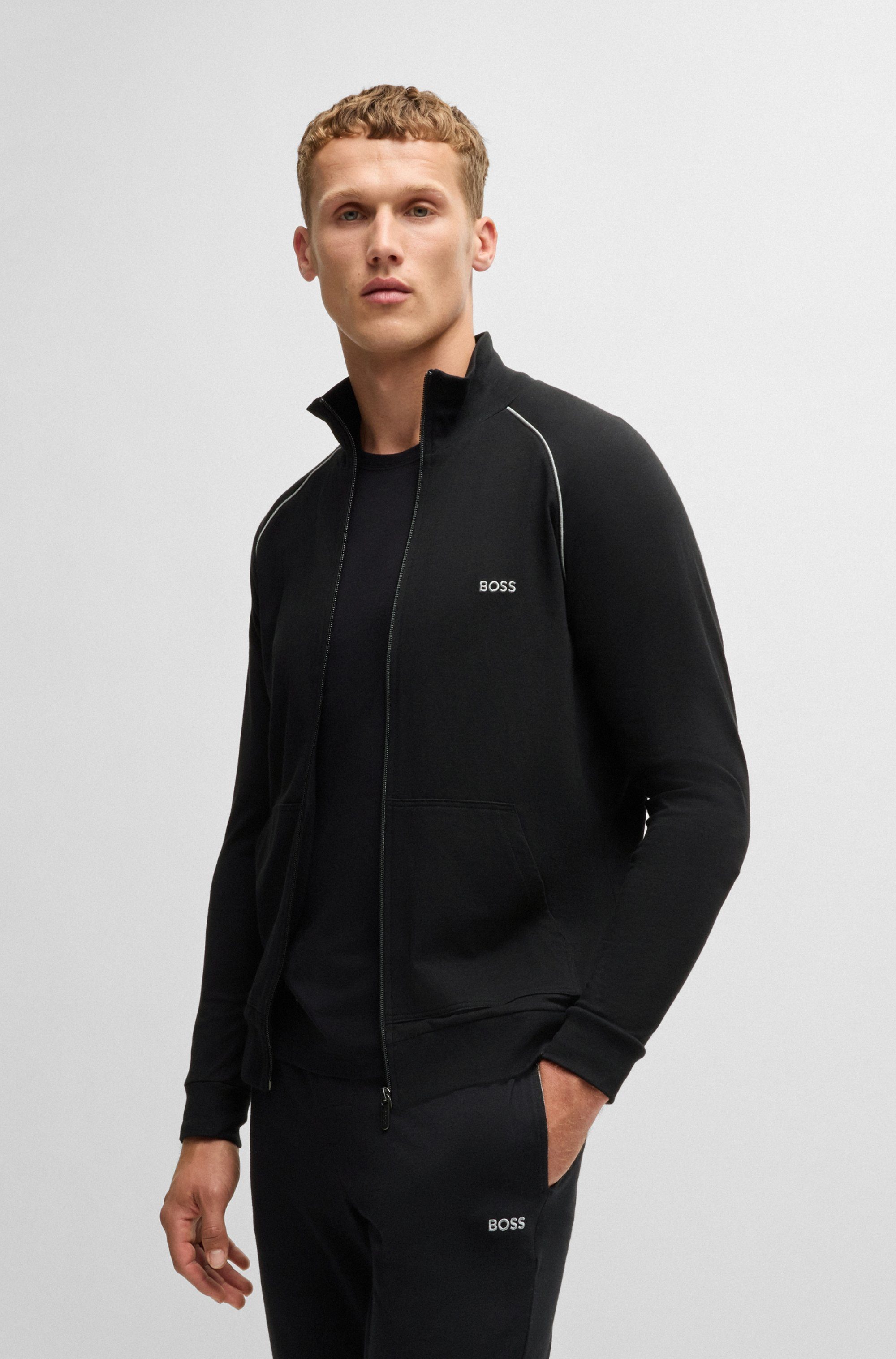 BOSS Sweatvest Mix&Match Jacket Z met contrastnaad op de mouw
