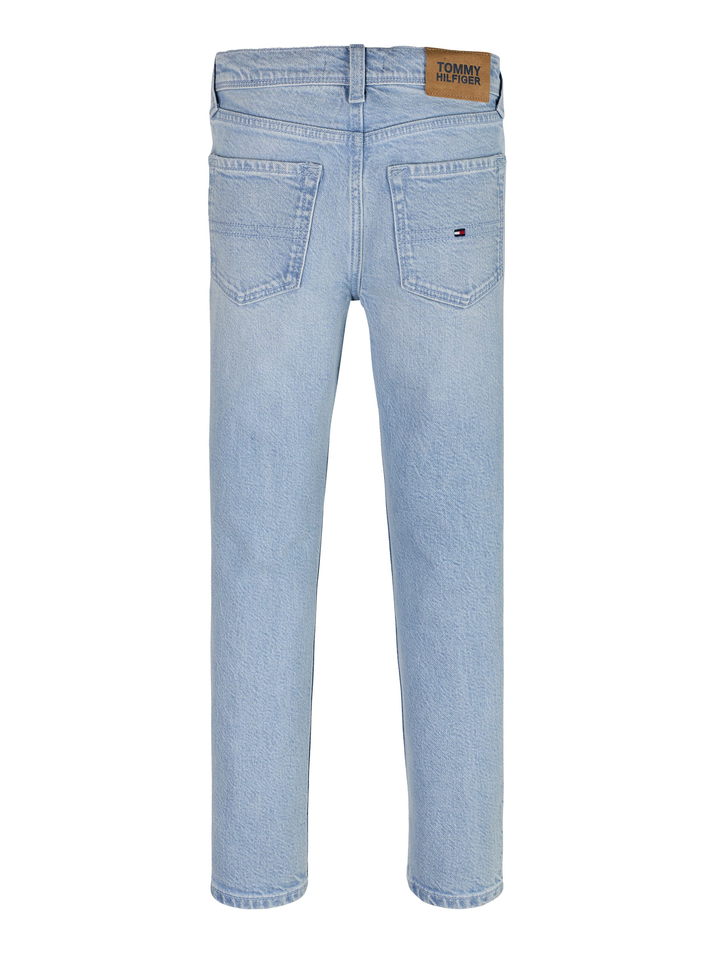 Tommy Hilfiger Slim fit jeans SCANTON Y SLIM FIT BLEACH JEANS in lichtblauwe wassing, met logo-badge