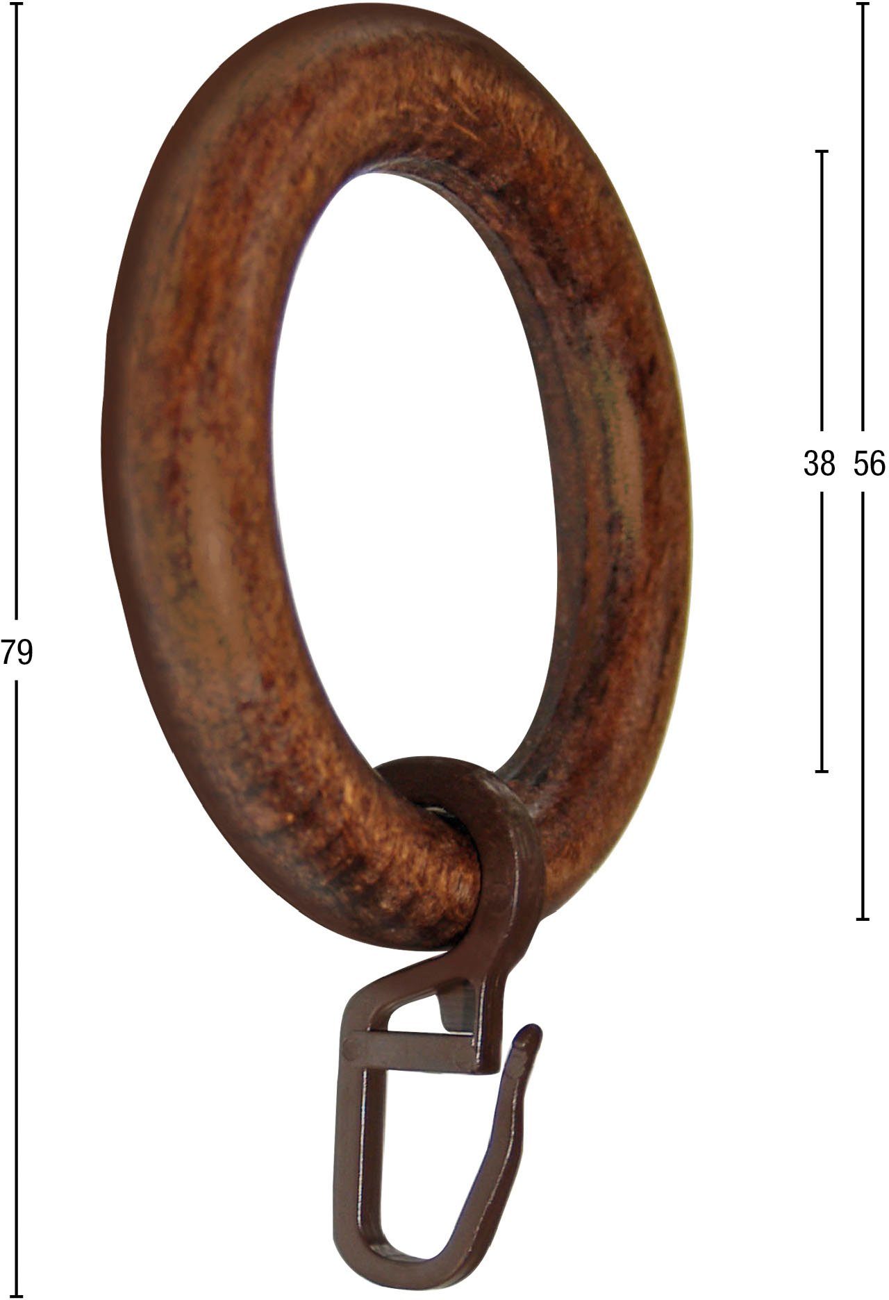 GARESA Gordijnring Houten ring met haak voor diameters tot 28 mm, eenvoudige montage (20 stuks)