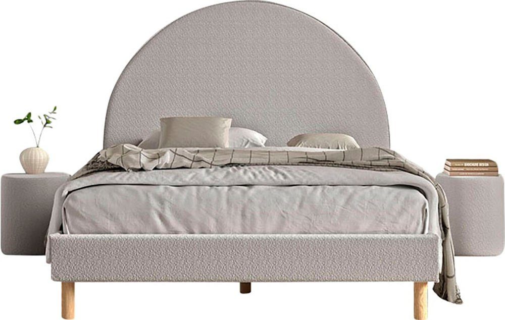 Vipack Slaapkamerserie Gestoffeerd bed Moon Ligoppervlak 140 x 200 cm, incl. lattenbodem, bekleding van bouclé stof, optioneel 4 kleuren complete