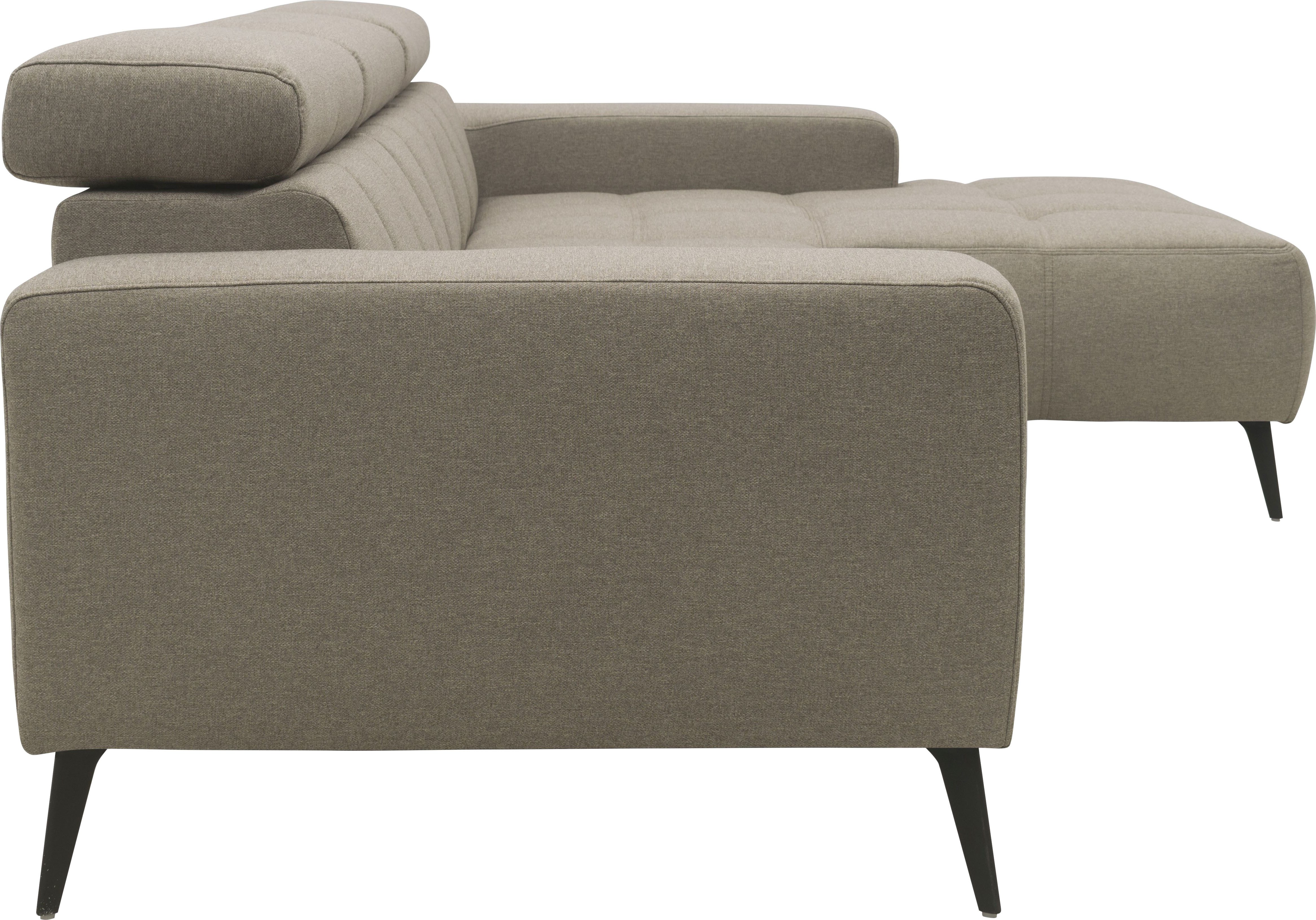 DOMO collection Hoekbank Trento L-vorm, met sledevoet of enkele voet naar keuze met verstelbare hoofdsteun, récamier links/rechts bestelbaar