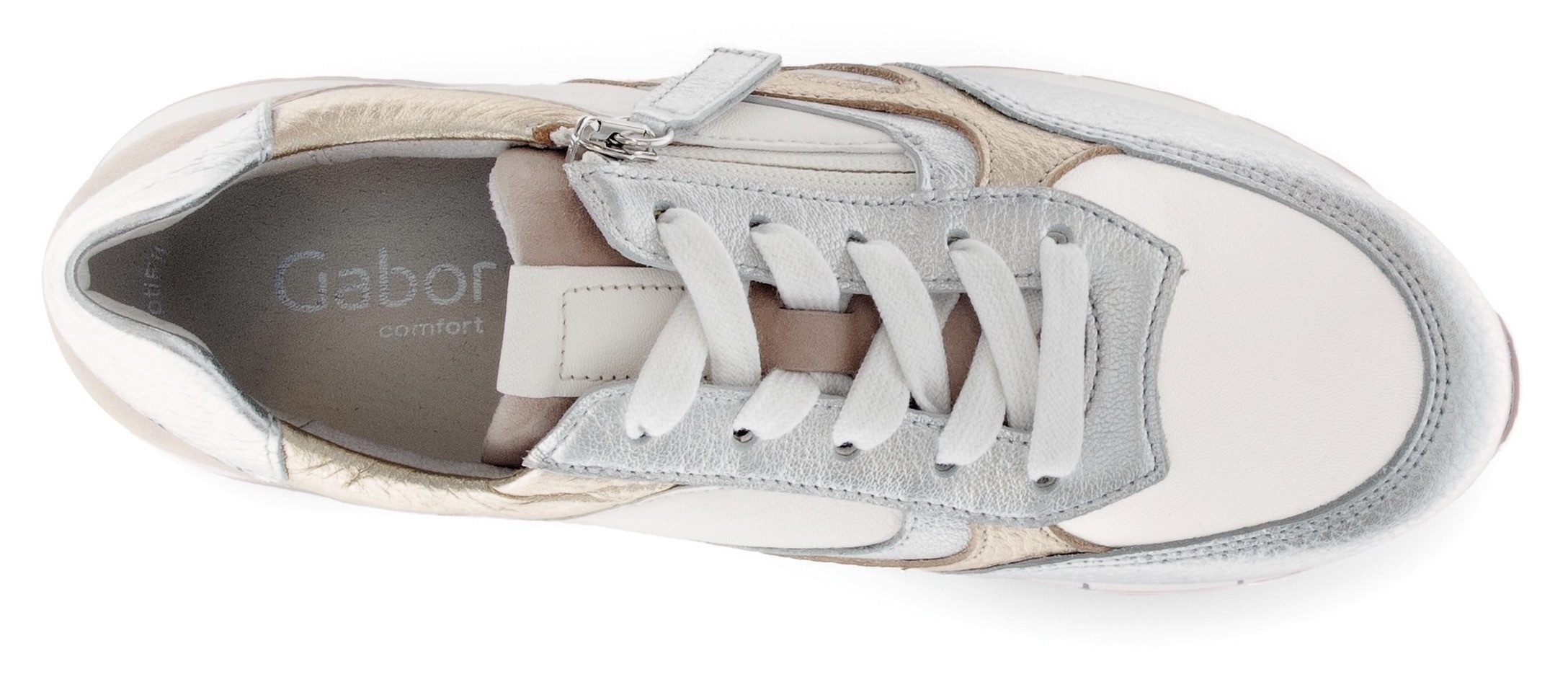 Gabor Sneakers met sleehak Florence , vrijetijdsschoen, lage schoen, veterschoen, contrastafwerking, breedte g (=breed)