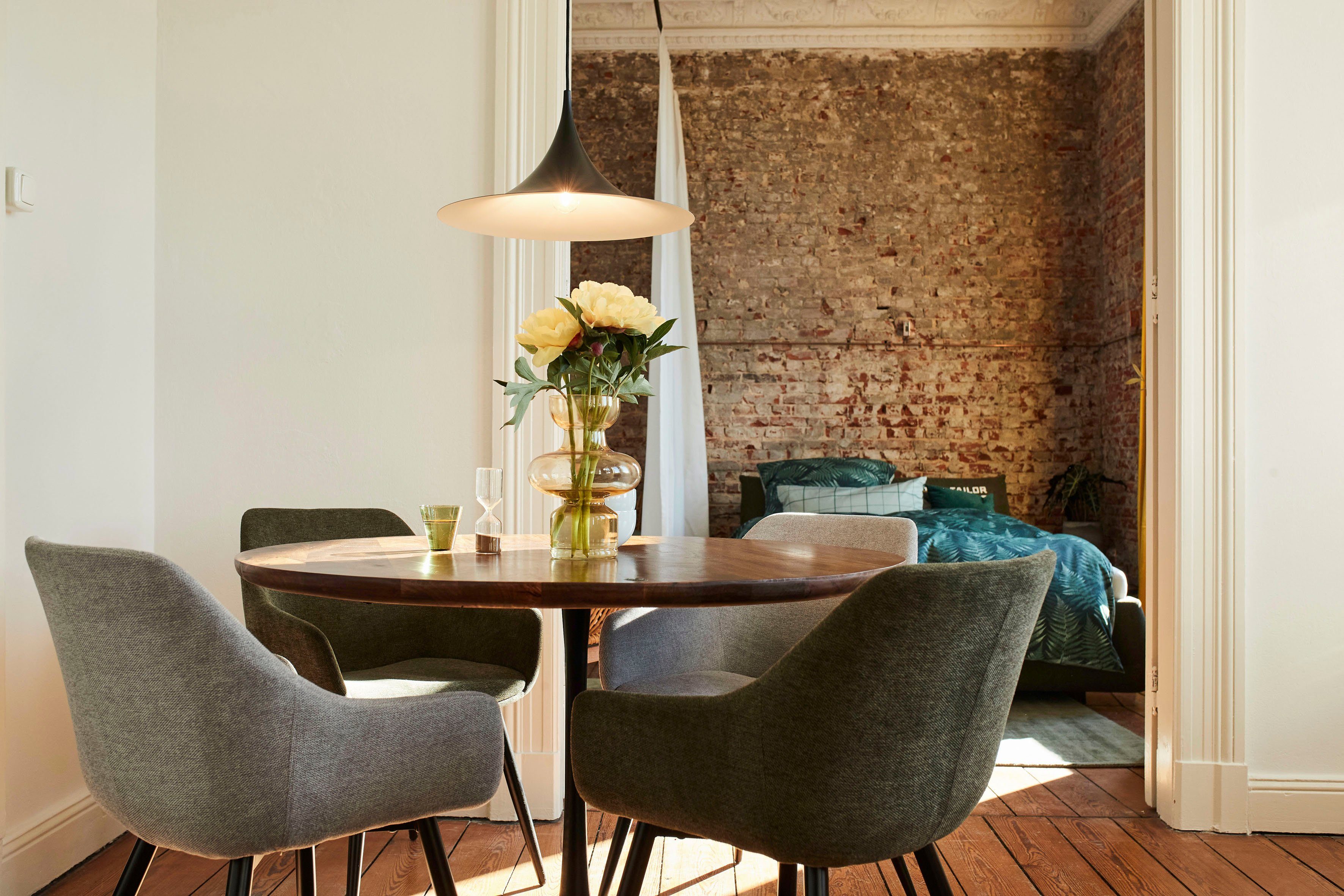 TOM TAILOR HOME Eettafel T-MODERN TABLE ROUND van mangohout, knoopdetail, moderne elegantie door afgeronde rand