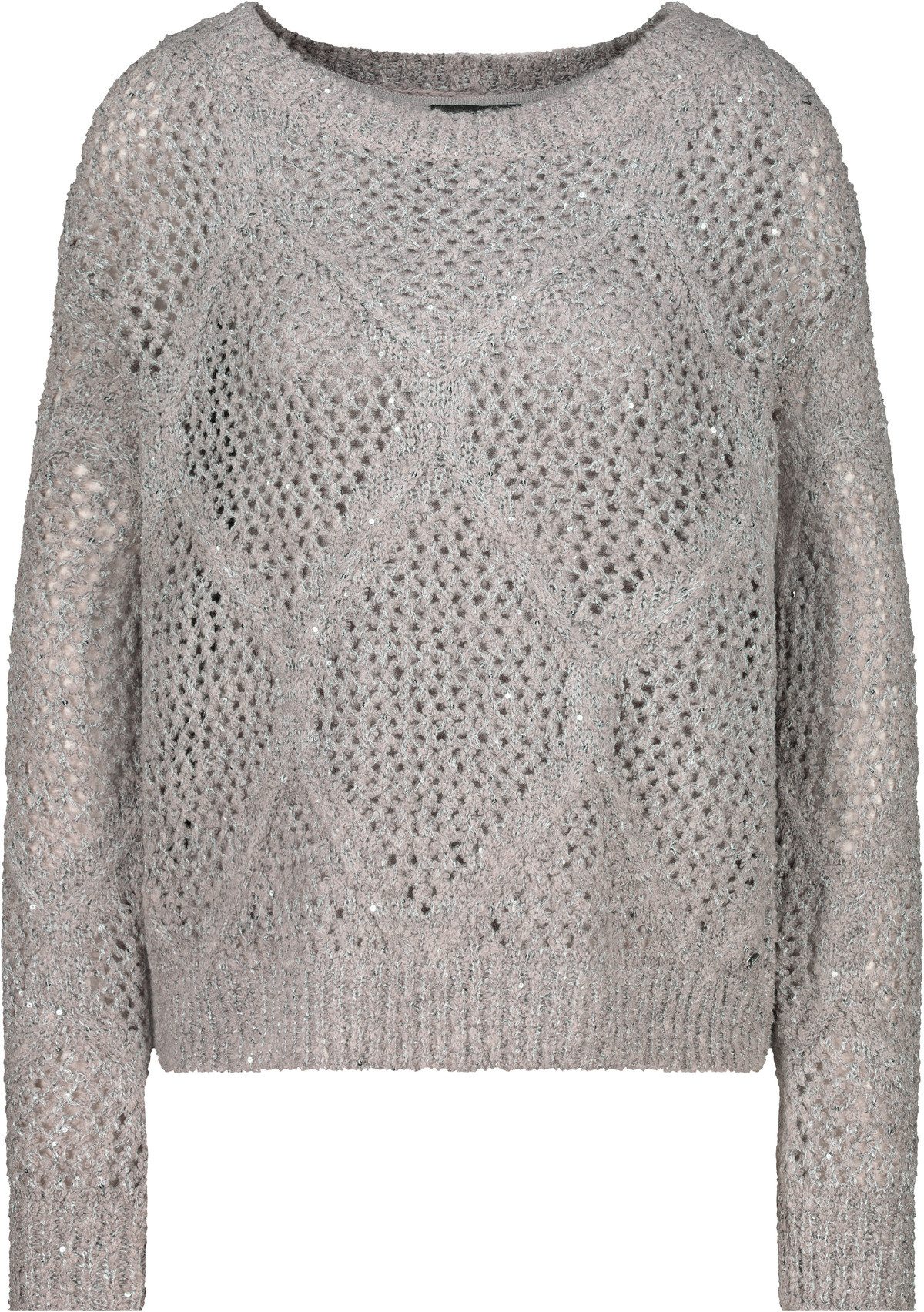 Monari Gebreide trui Pullover Ajour Pailletten