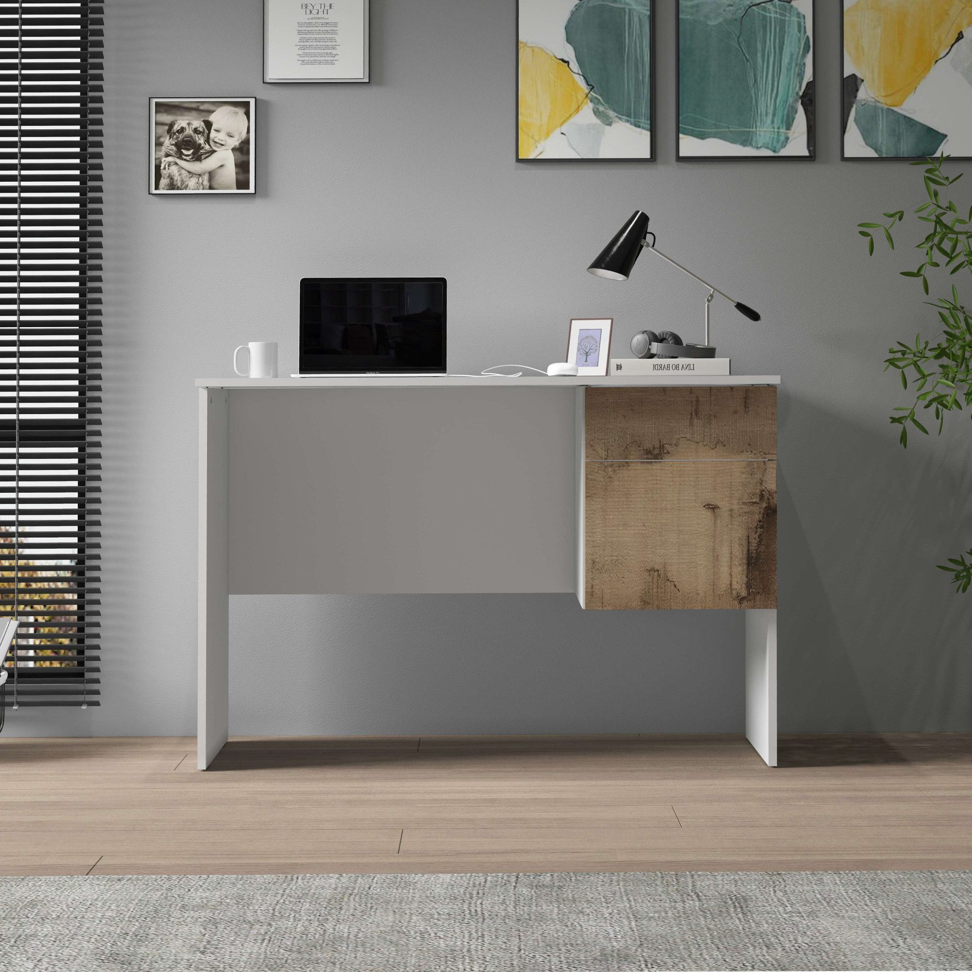 INOSIGN Bureau Coro, kleine computertisch, bureautafel met 1 deur & 1 lade, breedte 110 cm, made in italy