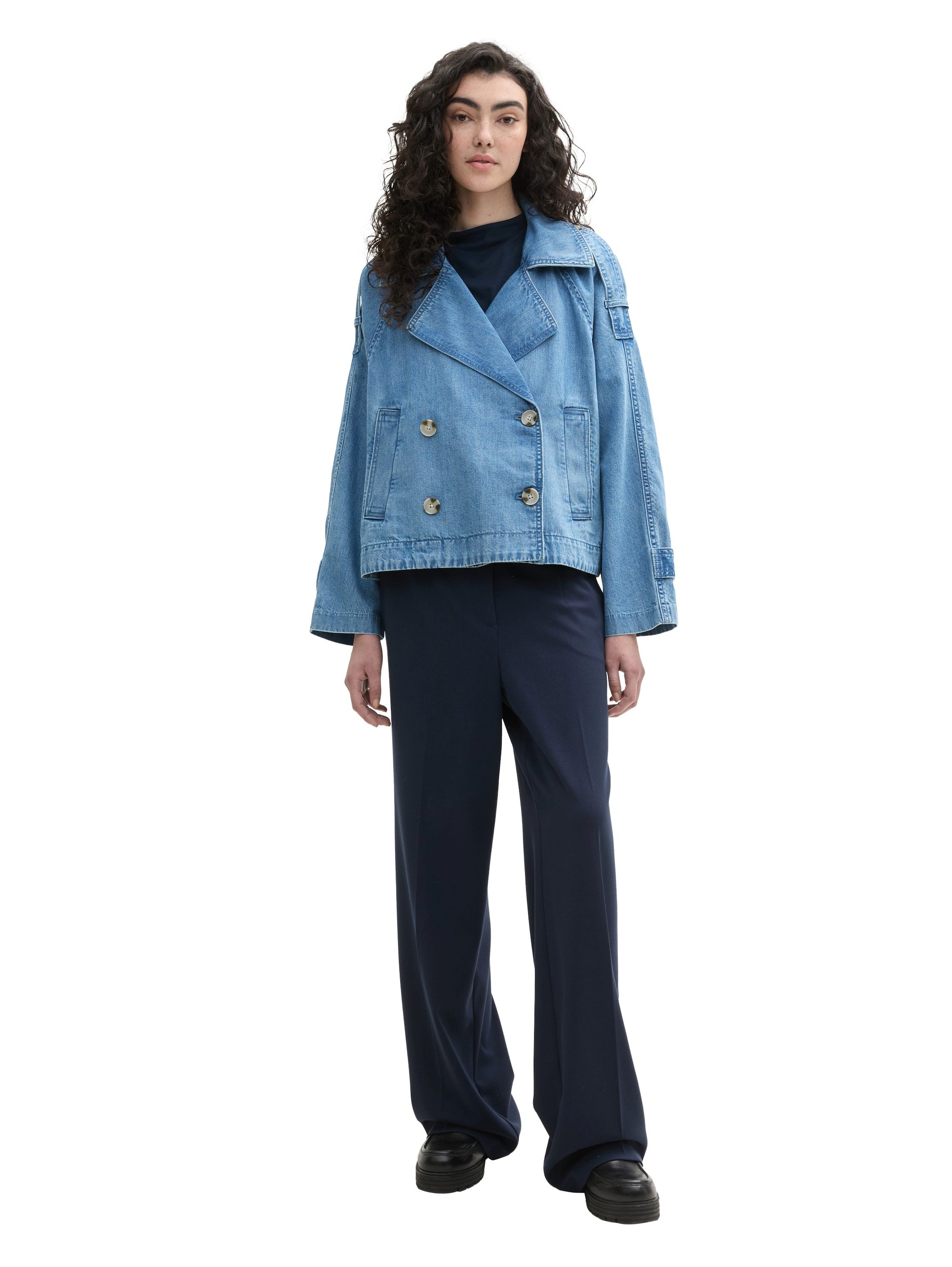 Tom Tailor Denim Jeansjack met verstelbare riemen op mouwen, zoom en schouder