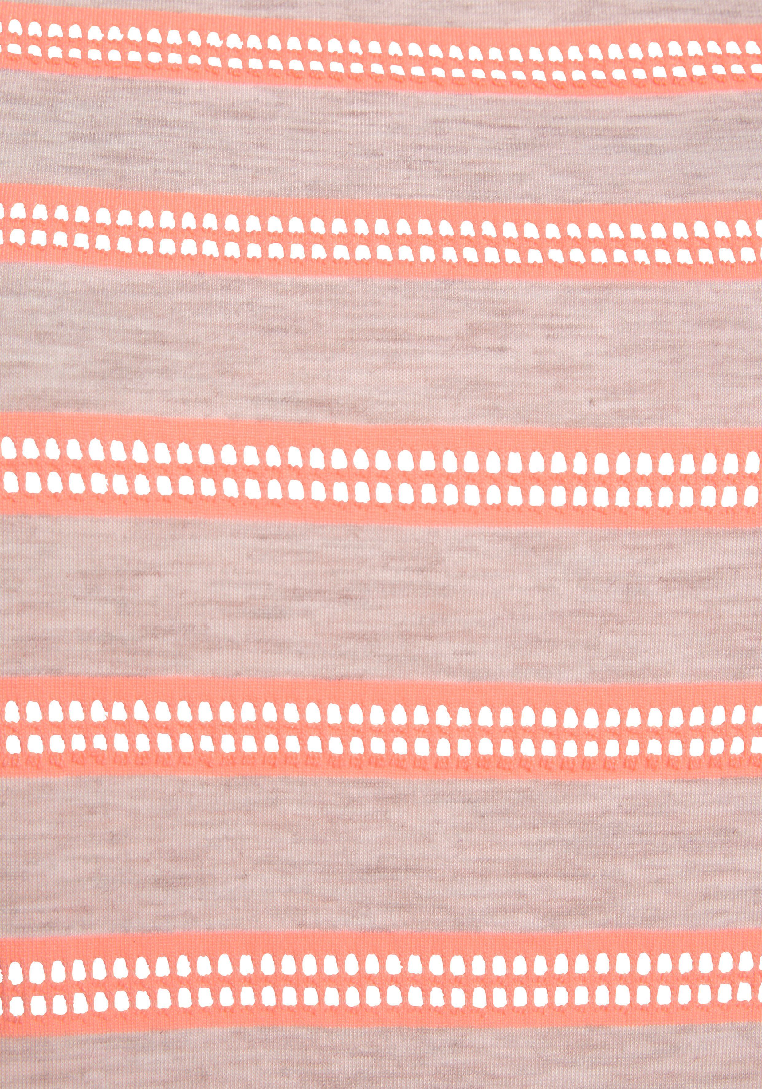 Vivance Shirt met korte mouwen met transparante neon inzetstukken, t-shirt, losse pasvorm, sportief