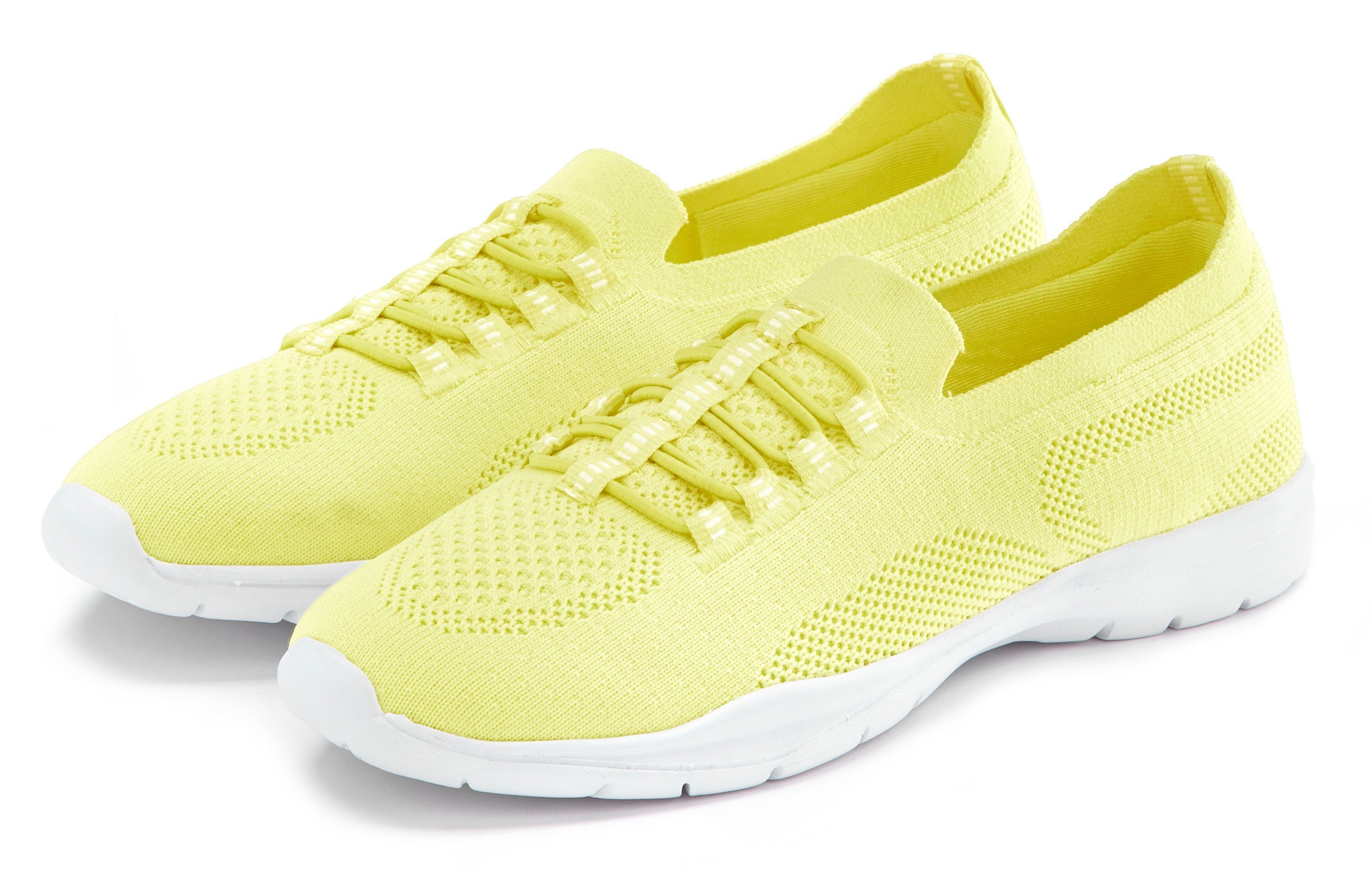 Lascana Sneakers Slippers, lage schoenen, om in te schieten, licht meshmateriaal VEGAN dames lage sneakers maat 40 geel