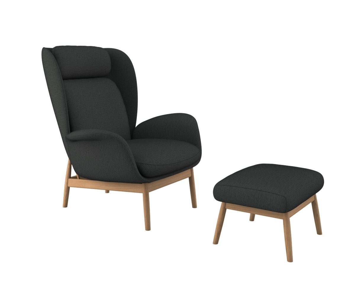 FLEXLUX Oorfauteuil Padova Stijl & comfort, organische vorm, geïntegreerde lendesteun, eikenhouten voet