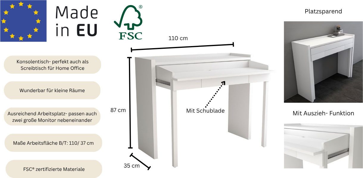 Woodman Sidetable Jens met bureau functie, in opvallend design