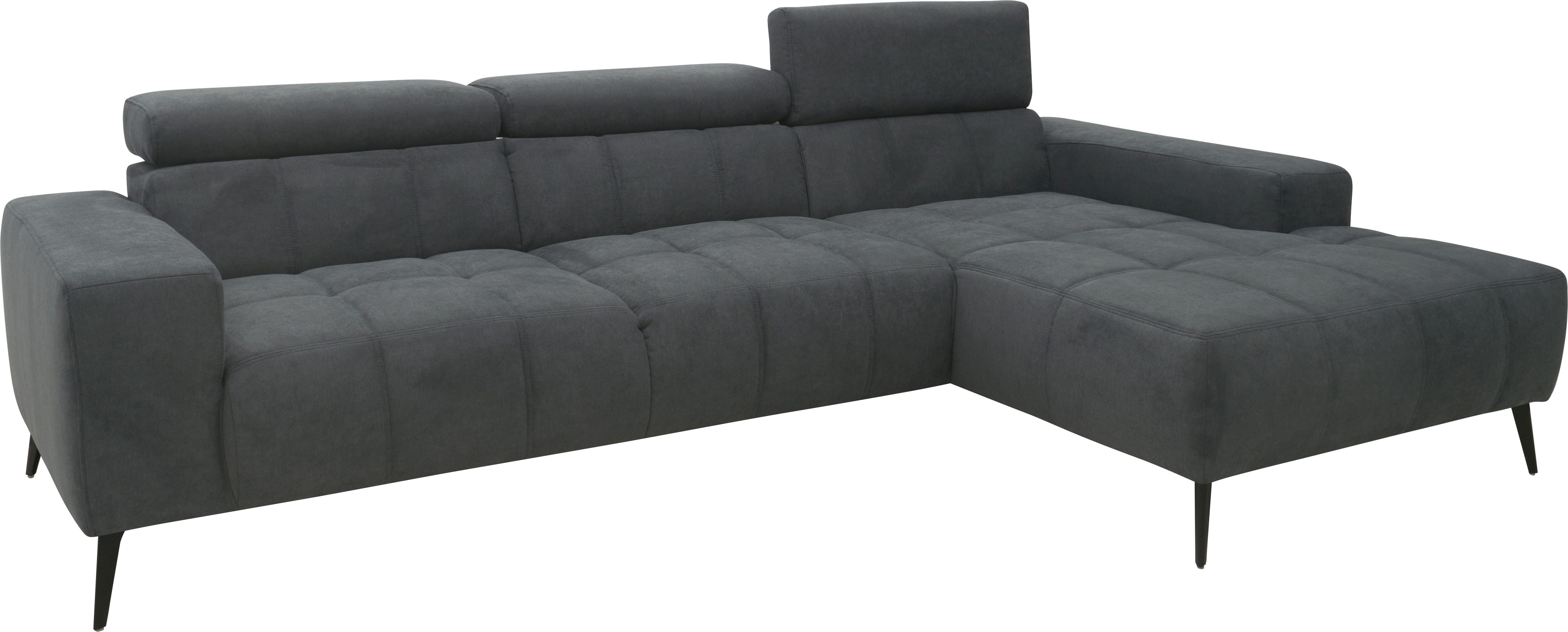 DOMO collection Hoekbank Trento L-vorm, met sledevoet of enkele voet naar keuze met verstelbare hoofdsteun, récamier links/rechts bestelbaar
