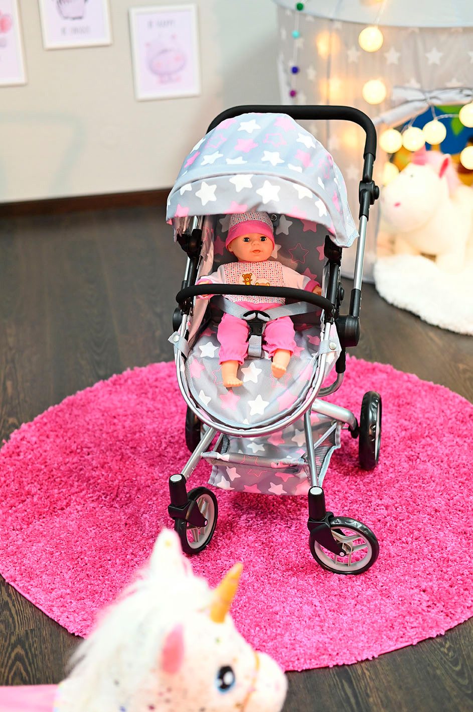 Knorrtoys® Combi-poppenwagen Boonk - star grey pink