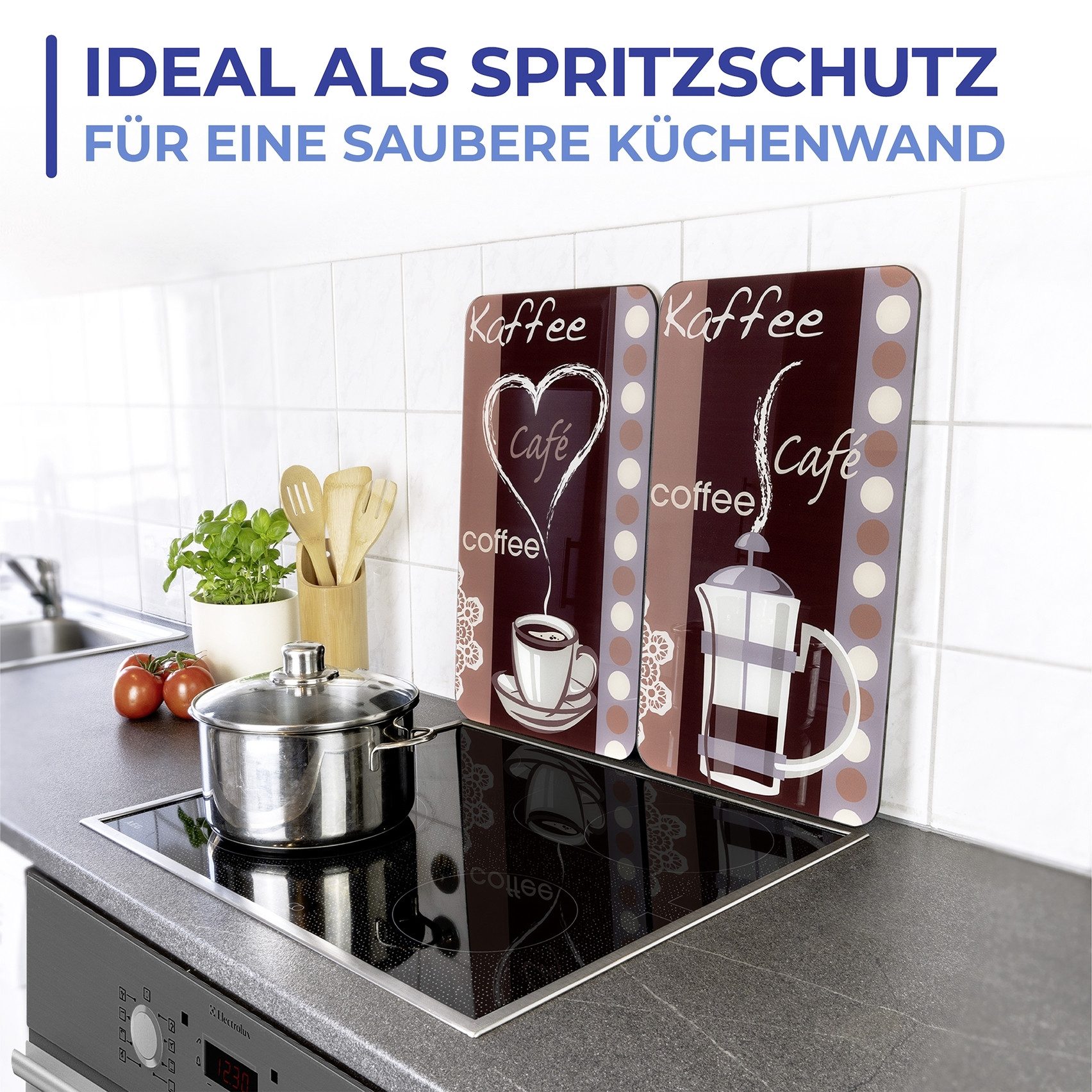 WENKO Kookplaatdeksel Universeel model Koffiegeur (set, 2-delig)