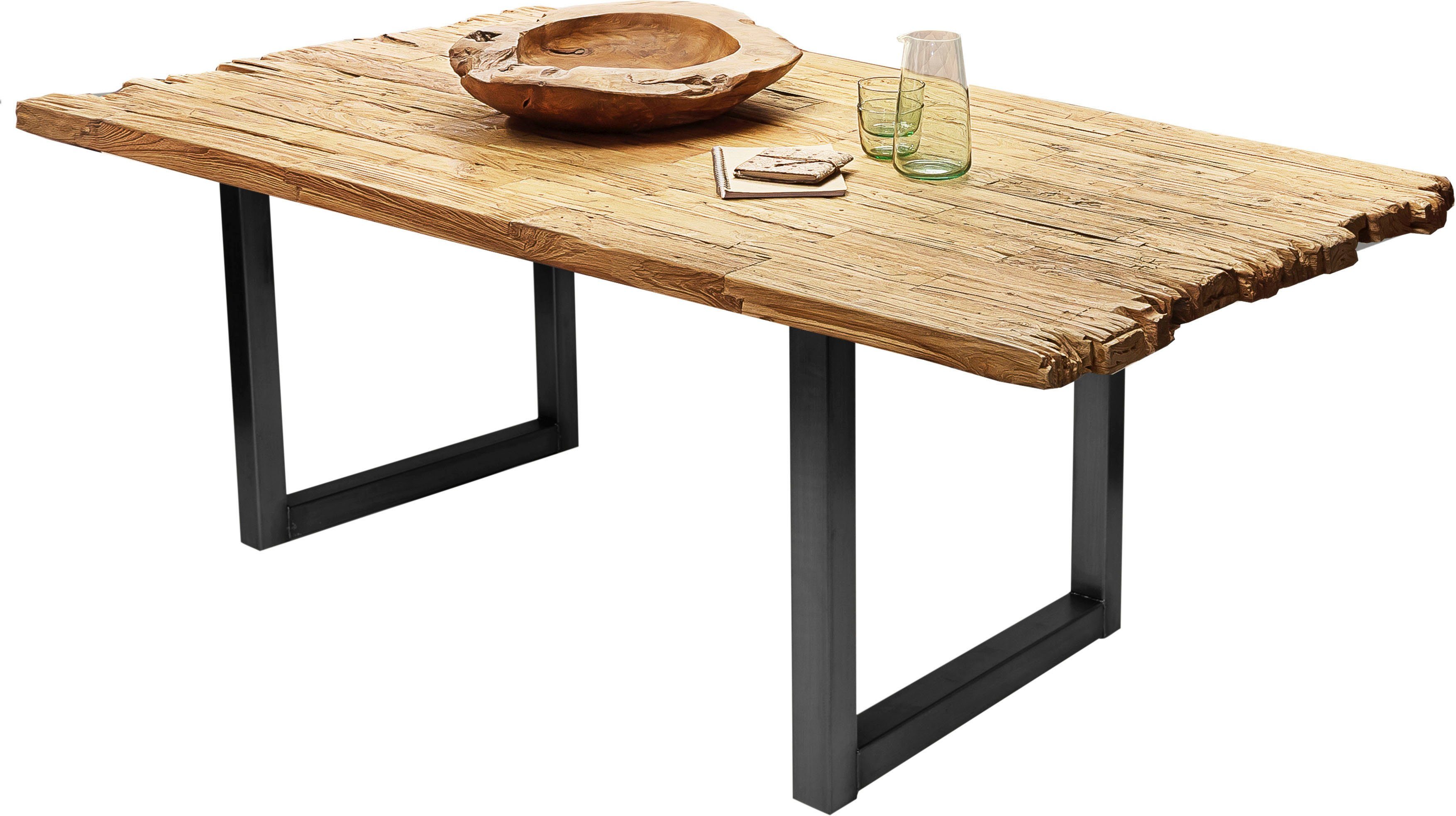 SIT Eettafel Plaat met breuklijn van gerecycled hout eettafels maat 200 cm x 75,5 cm x 100 cm