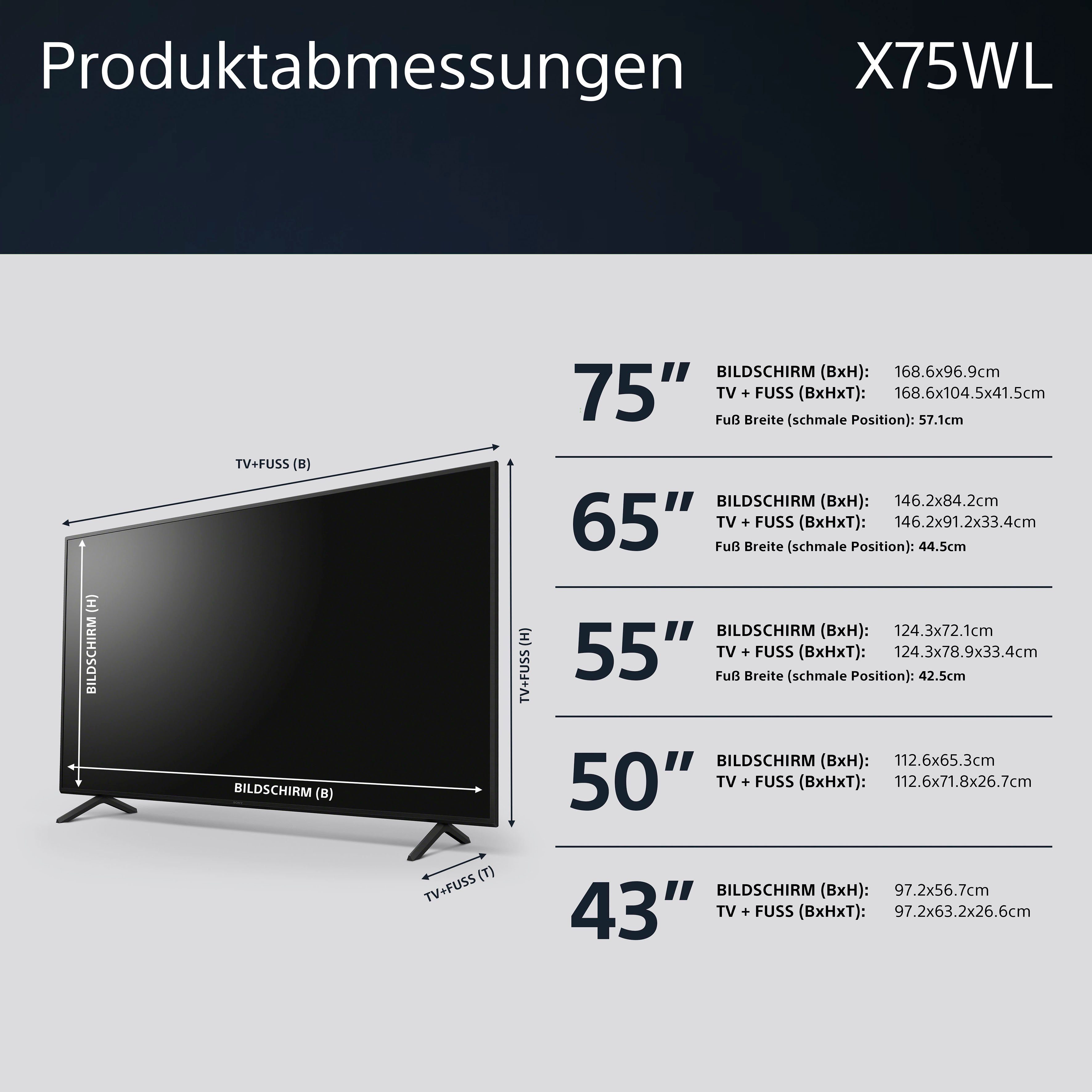 Sony Led-TV KD43X75WLPAEP, 108 cm / 43", 4K Ultra HD, Google TV, Smart TV, BRAVIA CORE, HDMI 2.1, gaming menu