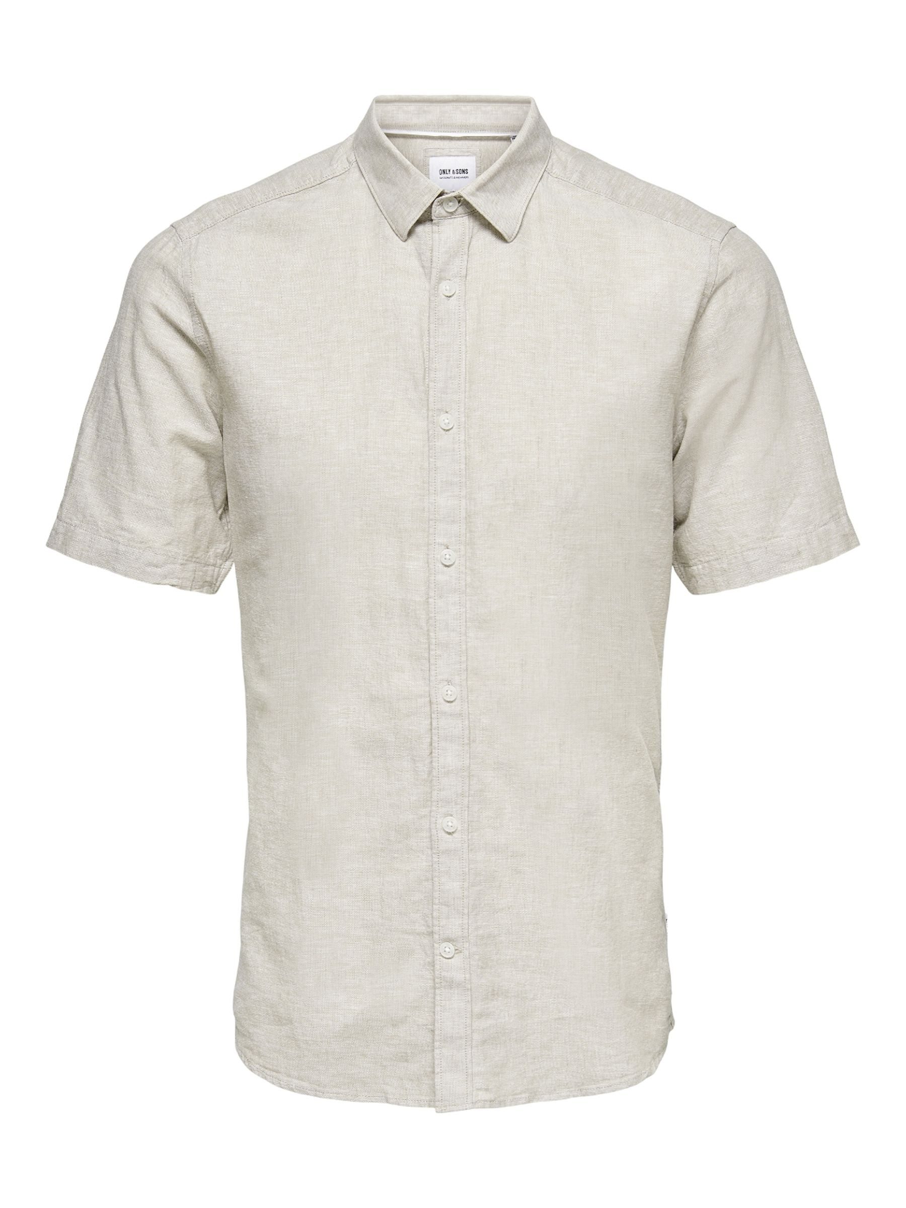 ONLY & SONS Overhemd met korte mouwen ONSCAIDEN SS SOLID LINEN SHIRT NOOS