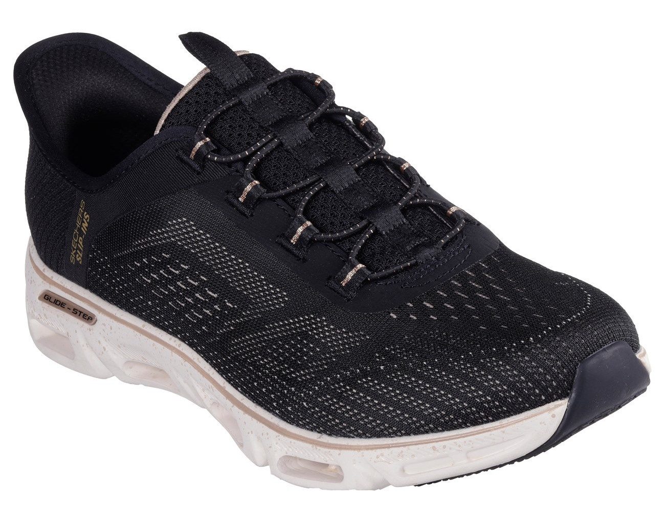 Skechers Slip-on sneakers GLIDE-STEP GRATIFY-PACE , instapschoen, comfortabele schoen met elastische veters dames lage sneakers maat 39 zwart