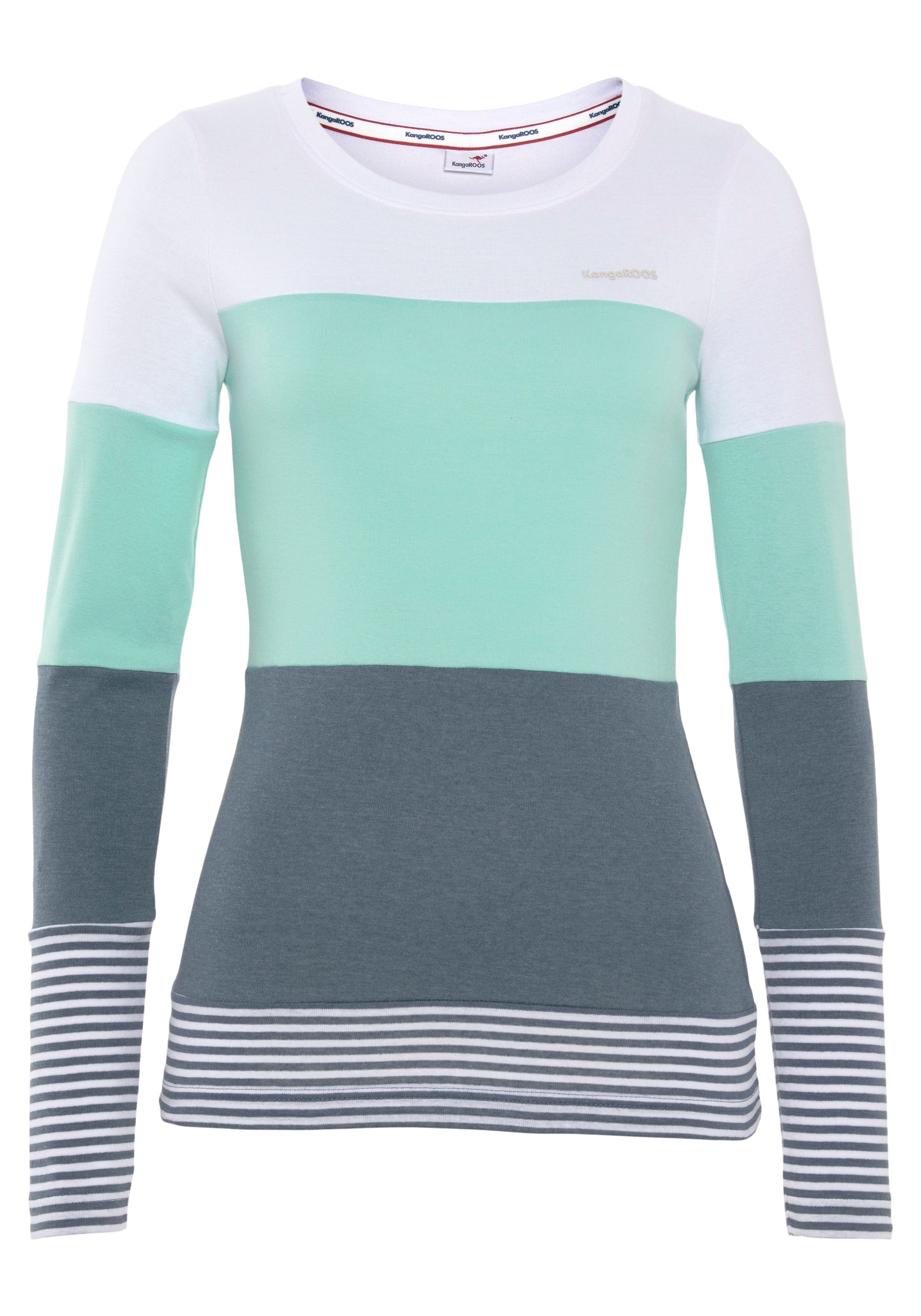 KangaROOS Longsleeve met lange mouwen, figuurvolgende pasvorm, colourblocking-look