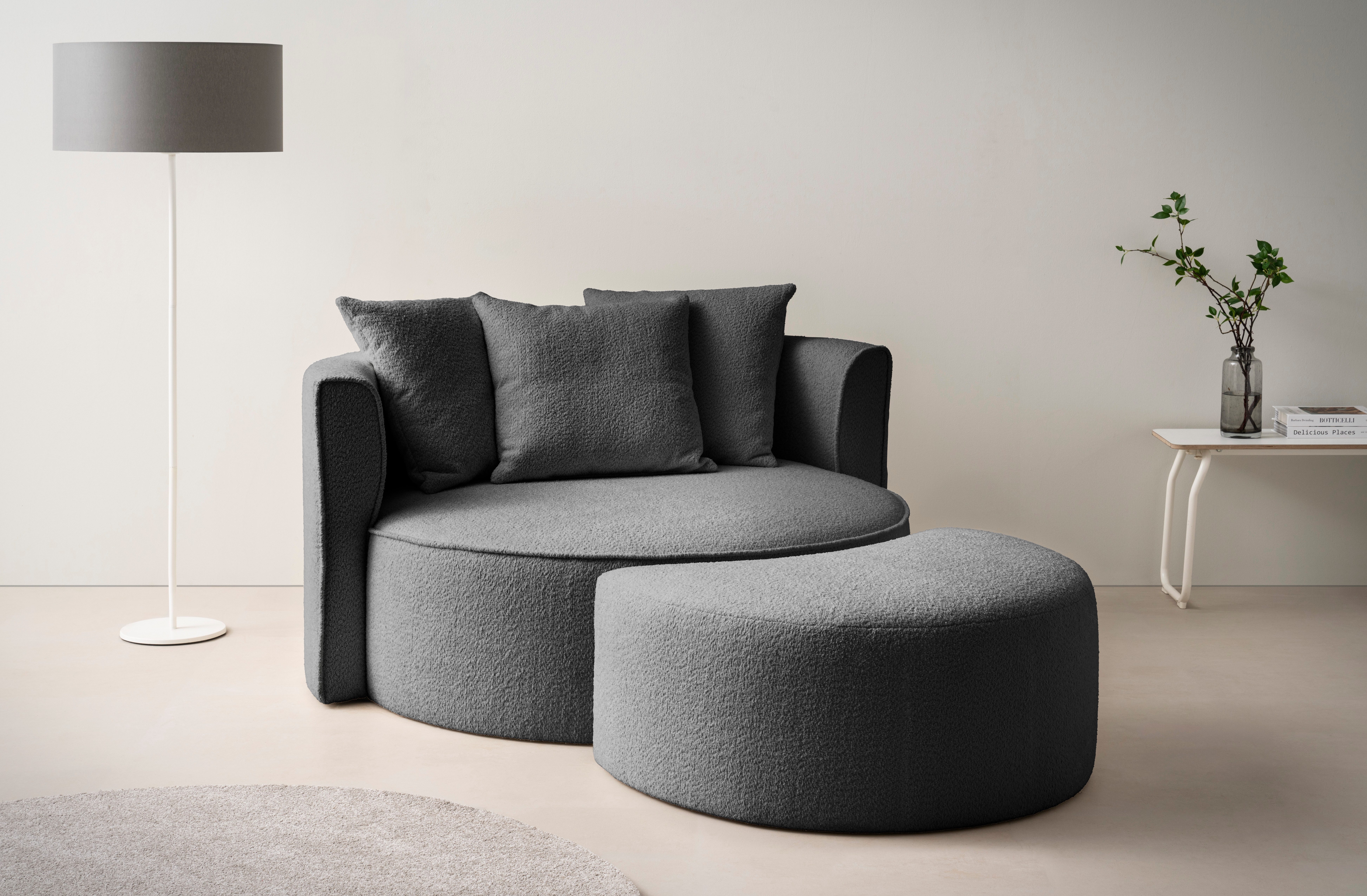 LeGer Home by Lena Gercke XXL-fauteuil Isalie, Rundsessel mit Hocker, Lesesessel, Loveseat, Big-Sess