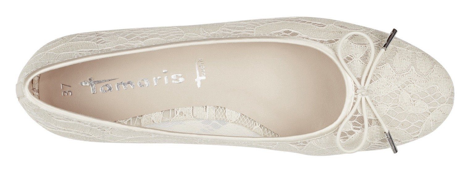Tamaris Ballerina's , feestdagsschoen, trouwschoen met modieuze sierstrik