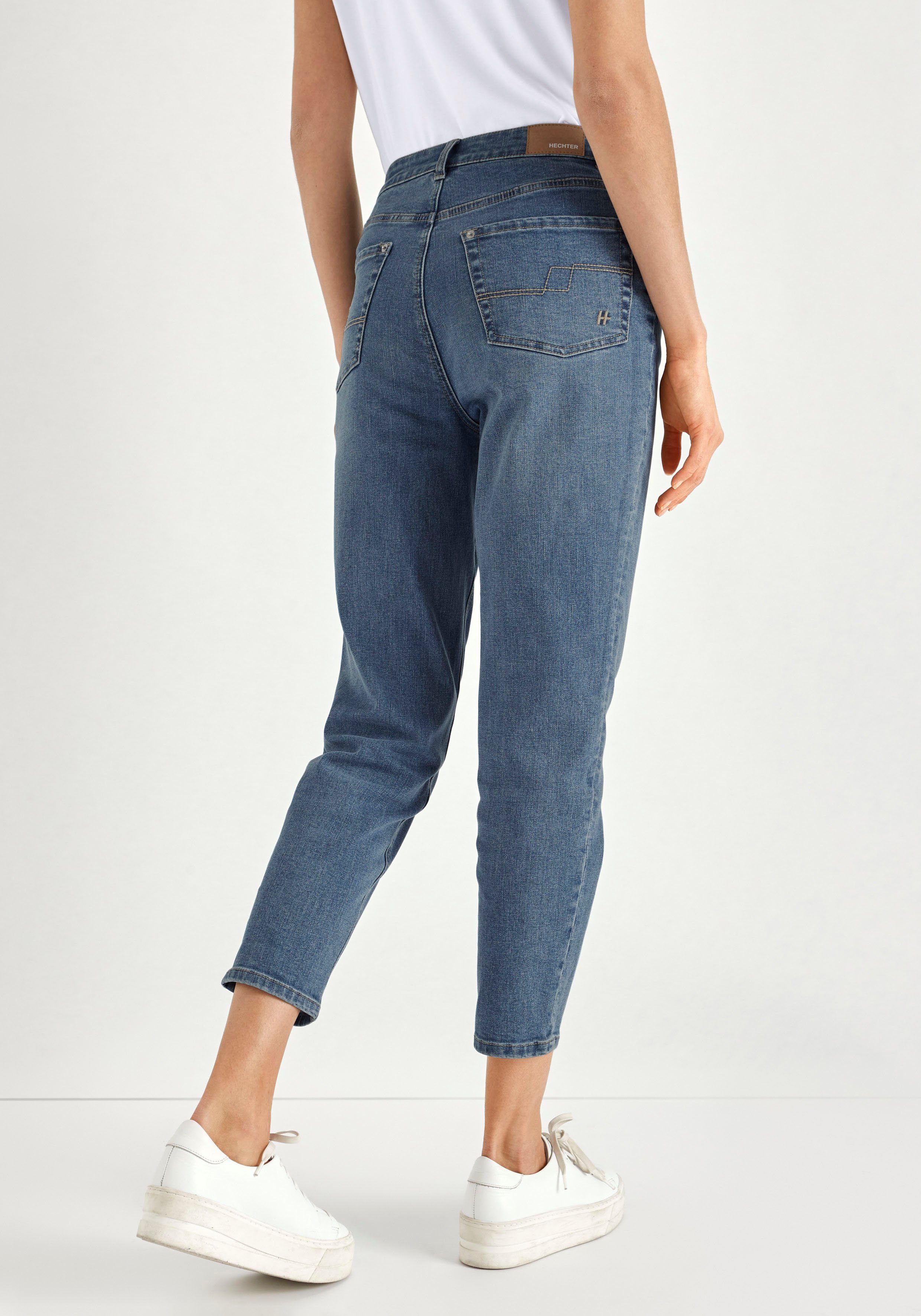 HECHTER PARIS Mom jeans hoge taille, enkel-vrij, met riemlussen