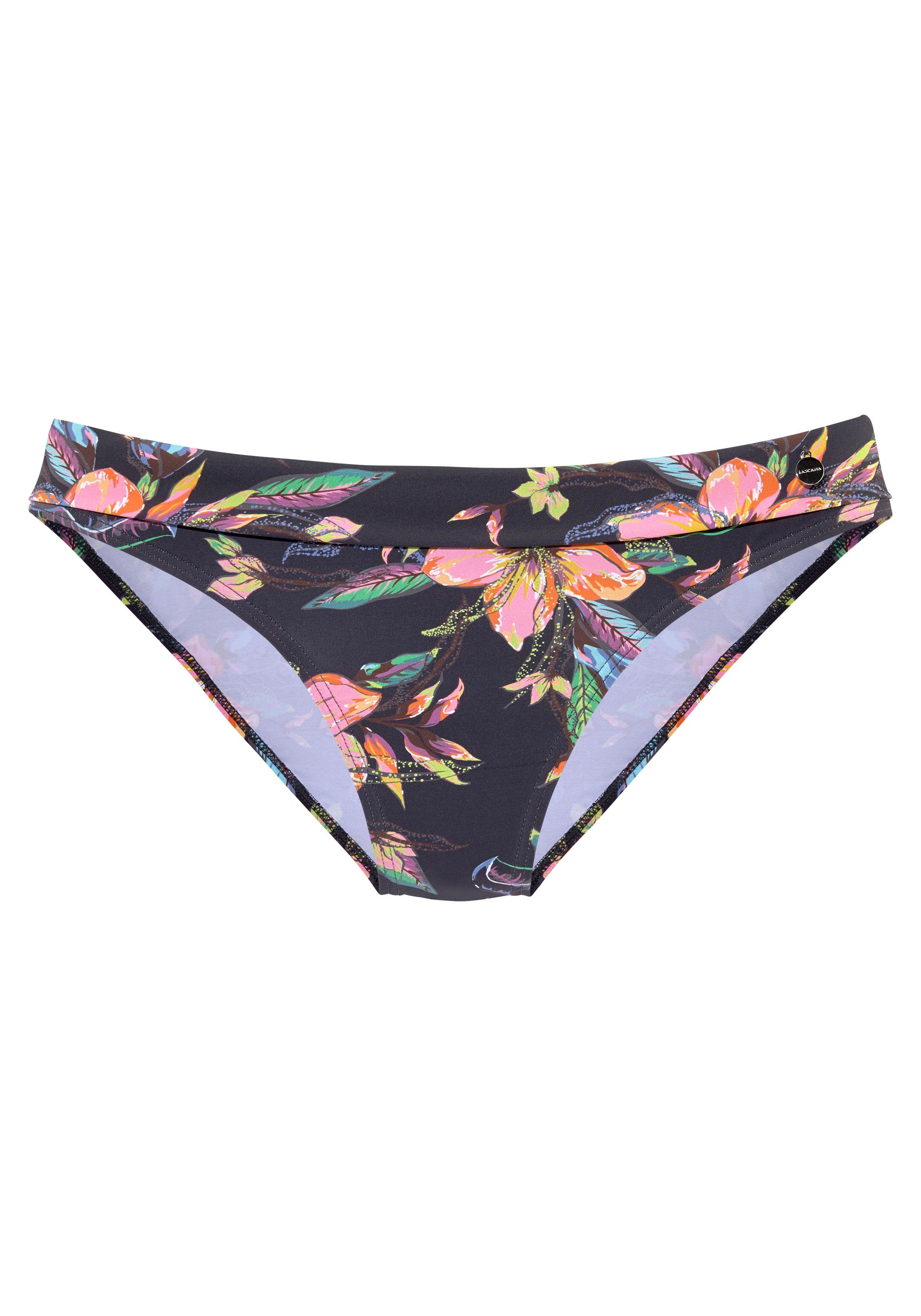 Lascana Bikinibroekje MALIA met omslagband met tropische print