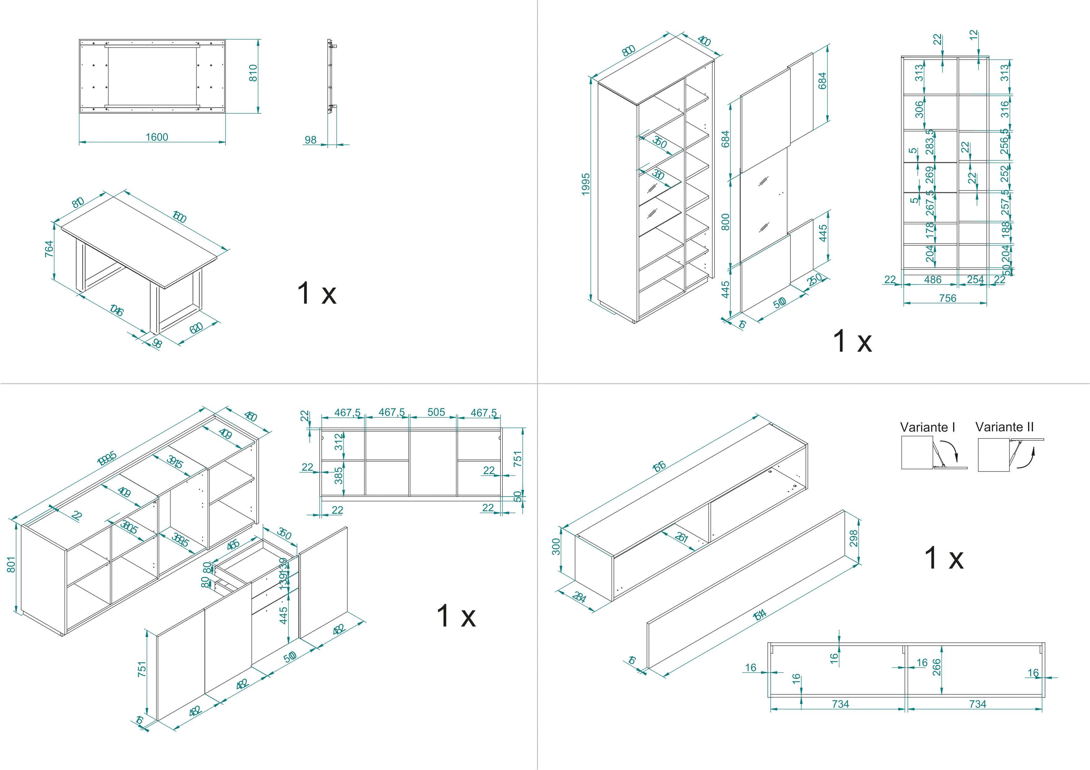 INOSIGN Wandmeubel Largo (set, 4 stuks)