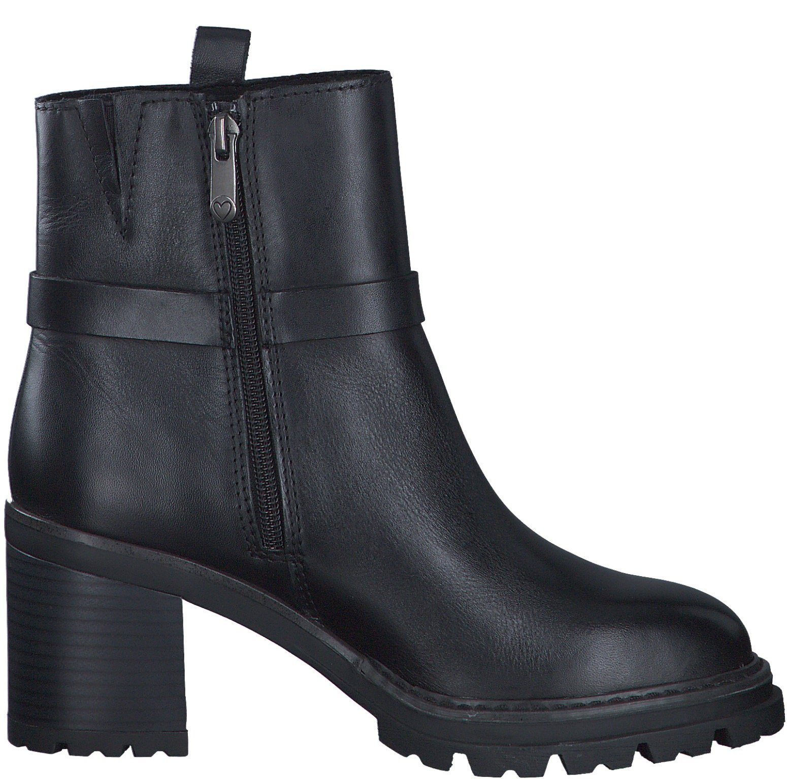 Marco Tozzi Laarsjes hakken, western-enkellaars, chunky boots met decoratieve band