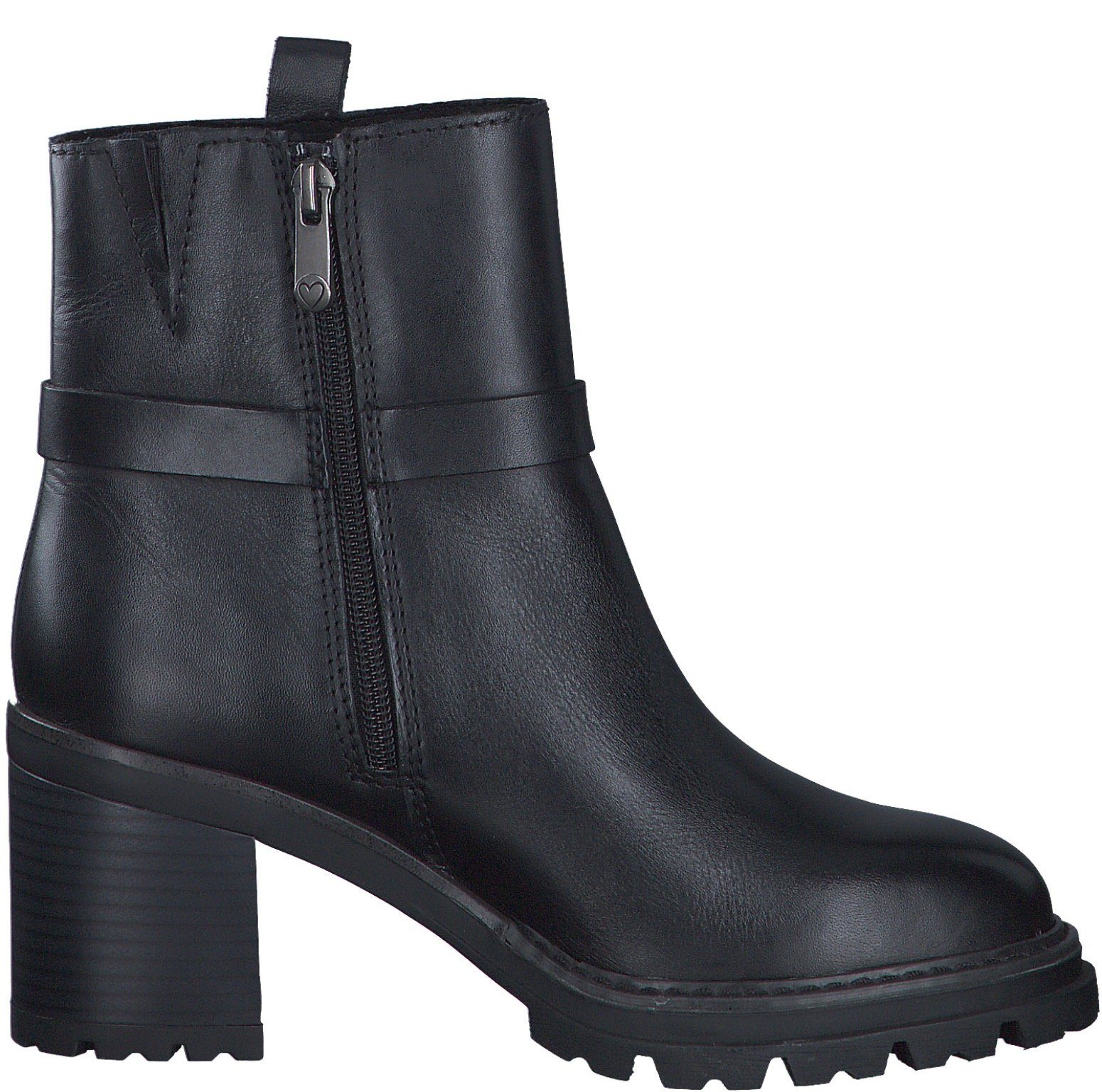 Marco Tozzi Laarsjes hakken western-enkellaars chunky boots met decoratieve band