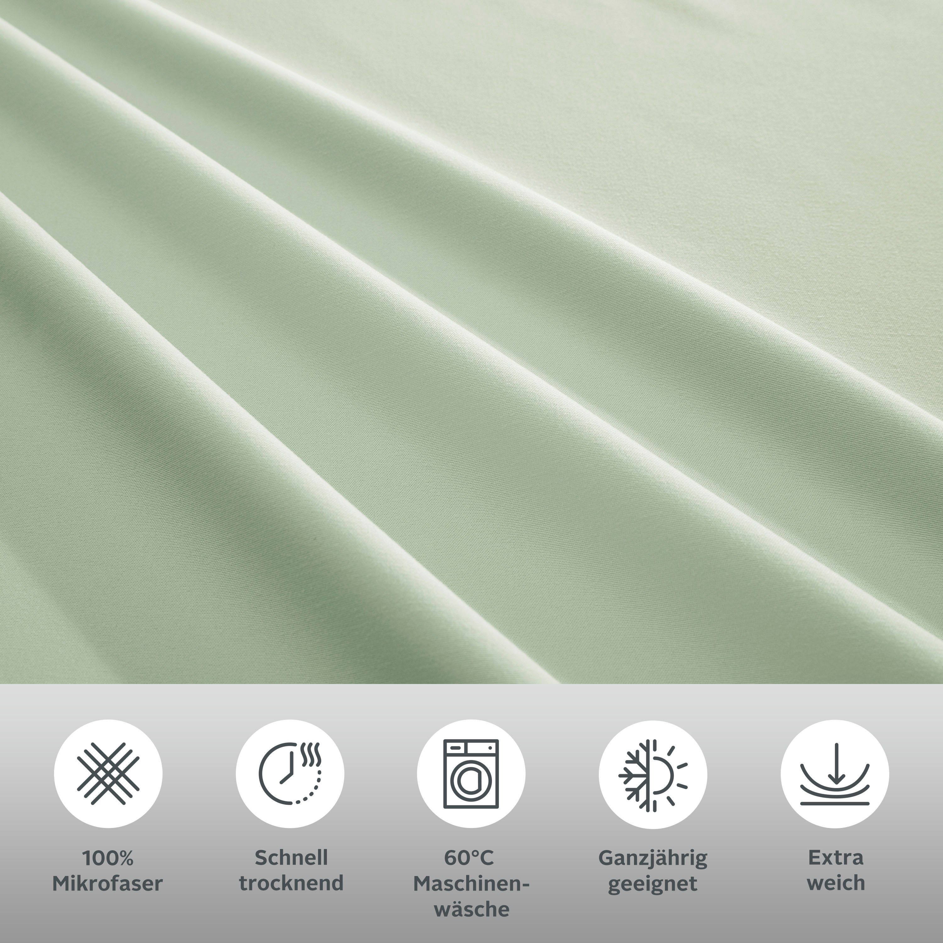 my home Overtrekset Desner Premium kwaliteit, 100 % polyester, zeer zacht, uni, vanaf 135x200 cm