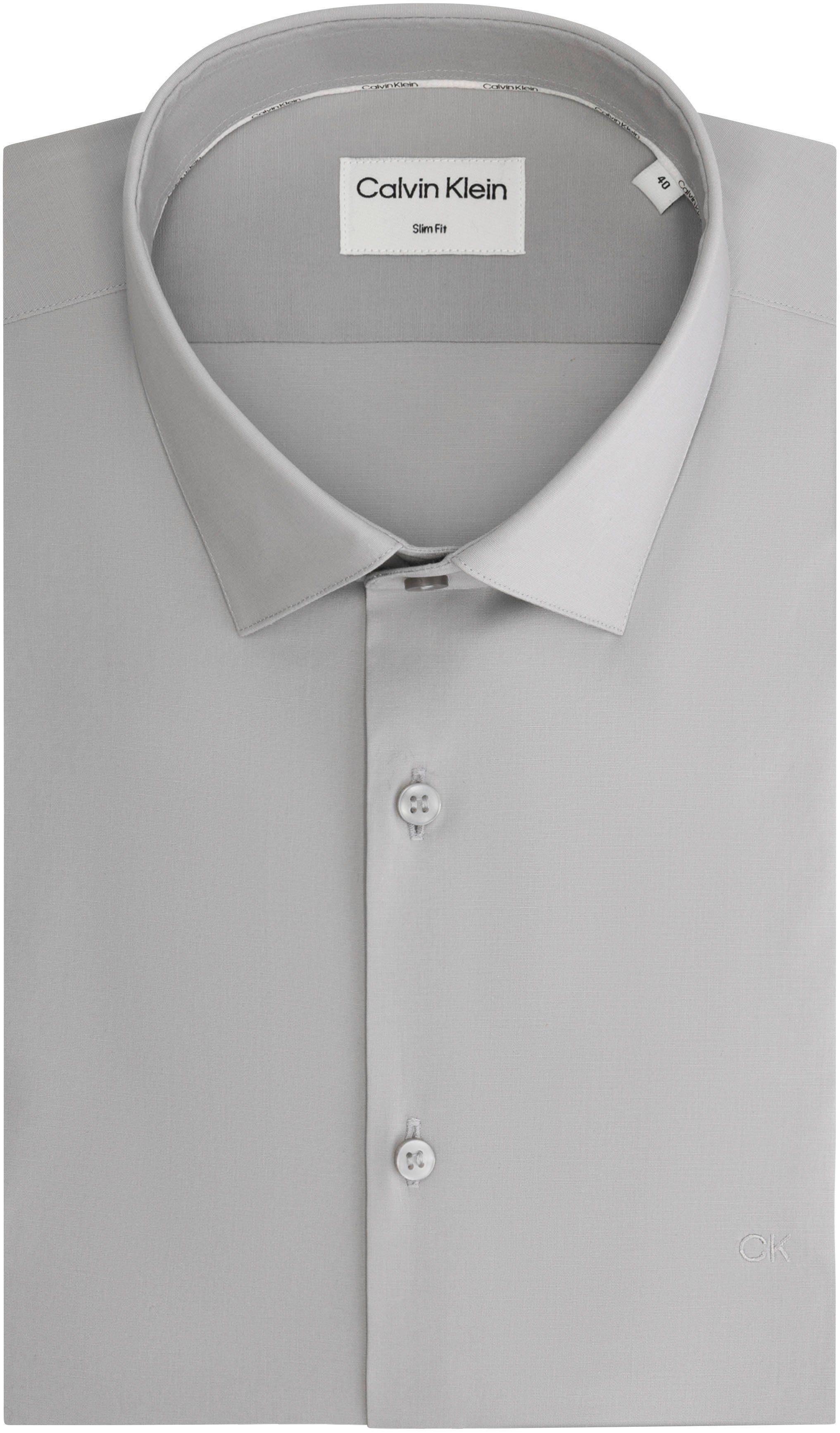 Calvin Klein Businessoverhemd POPLIN STRETCH SLIM SHIRT met kent-kraag, logo-print op borsthoogte