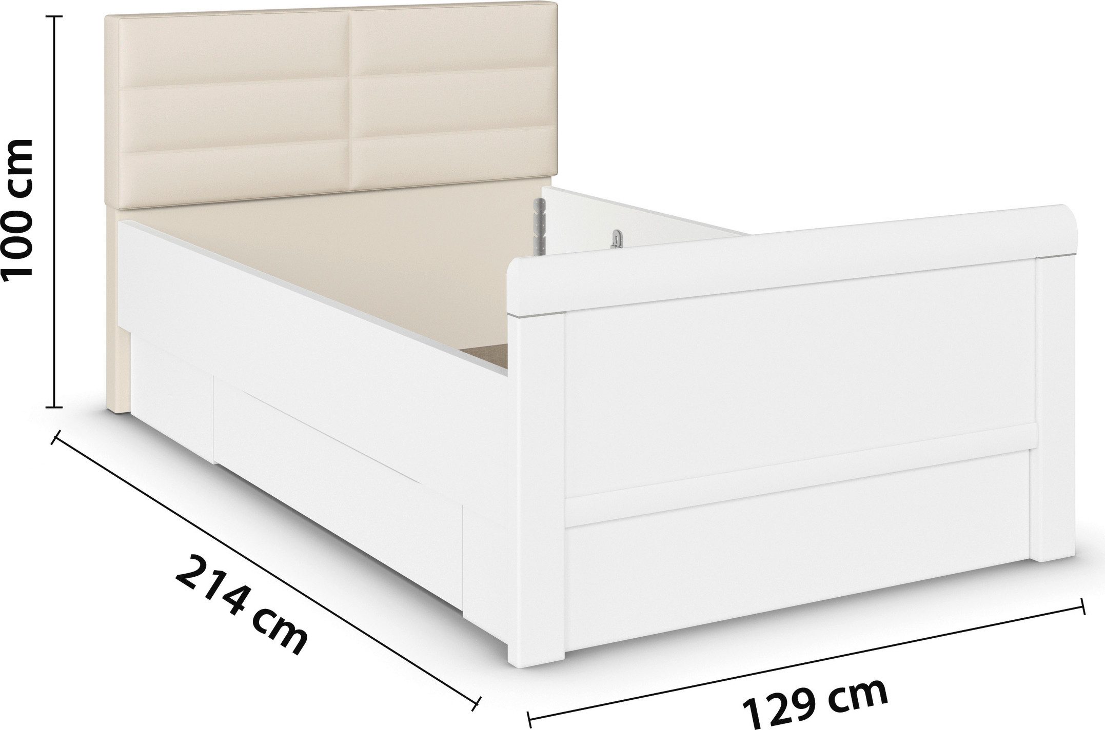 rauch Ledikant met bergruimte Bed Eenpersoons Stollenbed Bedkasten EVELYN in comfortabele hoogte met gestoffeerd hoofdeinde en lades made in germany